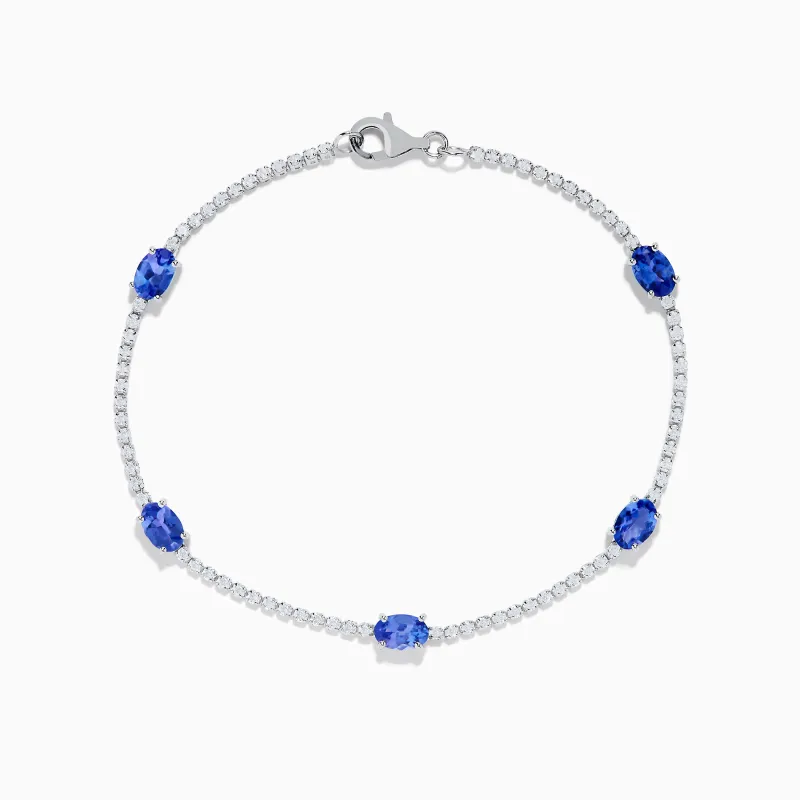 Nahla Siri 14K White Gold Tanzanite and Diamond Tennis Bracelet sold by Effy