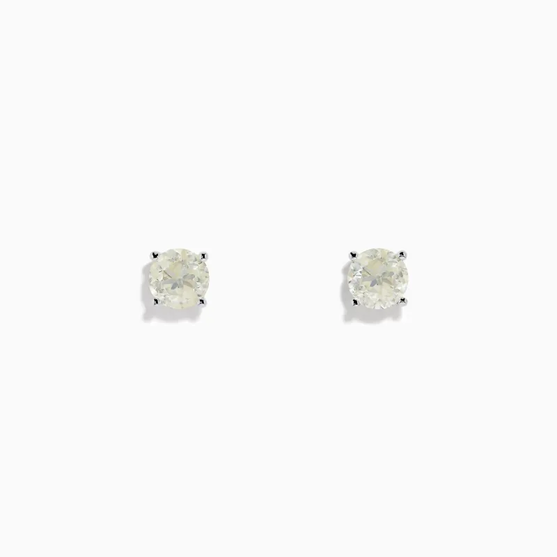 14 Karat White Gold Diamond Stud Earrings with 1.50TCW Round Diamonds sold by Effy