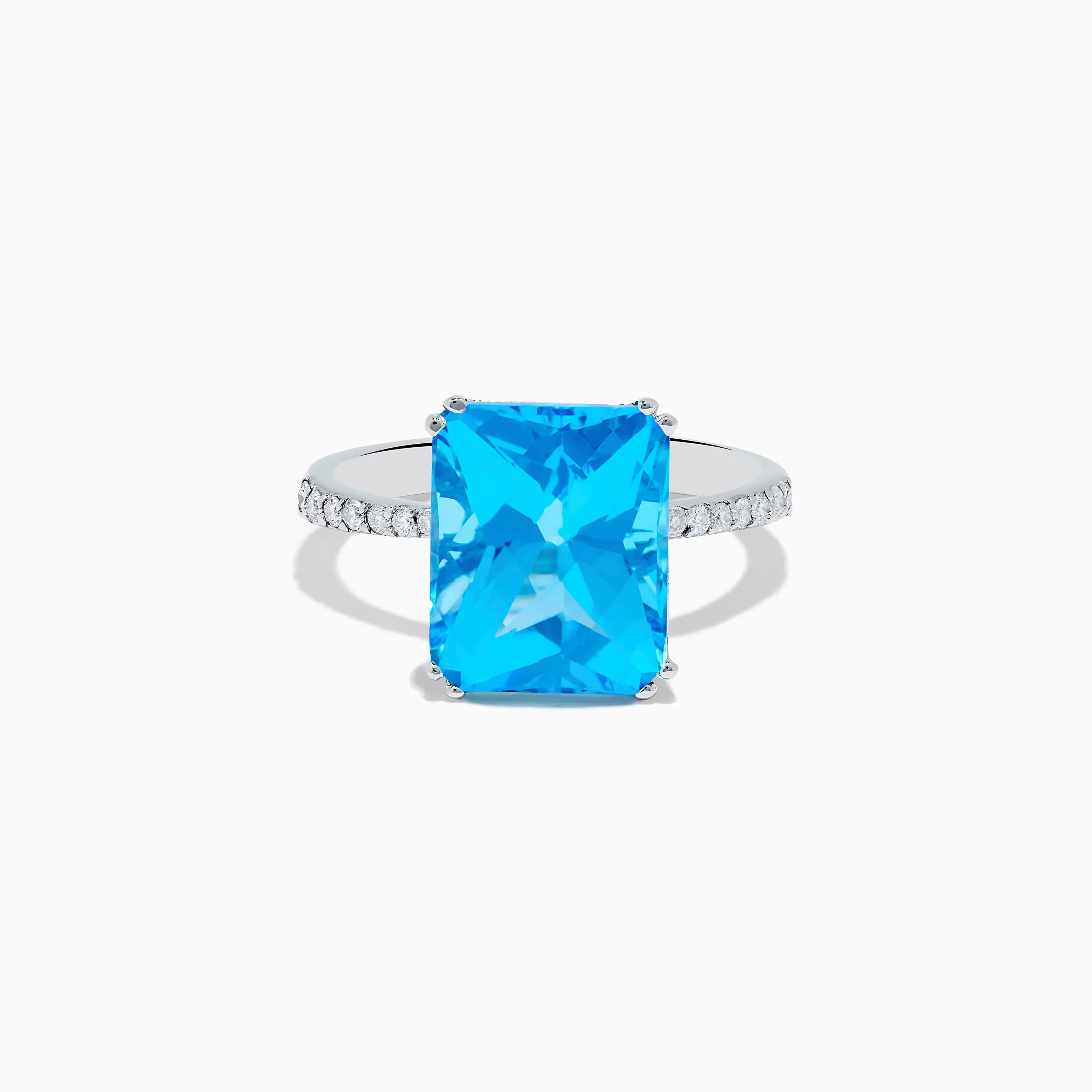 Ocean Bleu 14K White Gold Blue Topaz and Diamond Ring sold by Effy