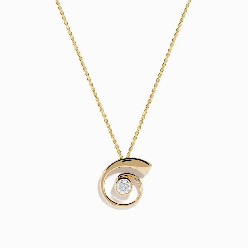 D'Oro 14K Yellow Gold Diamond Spiral Pendant sold by Effy