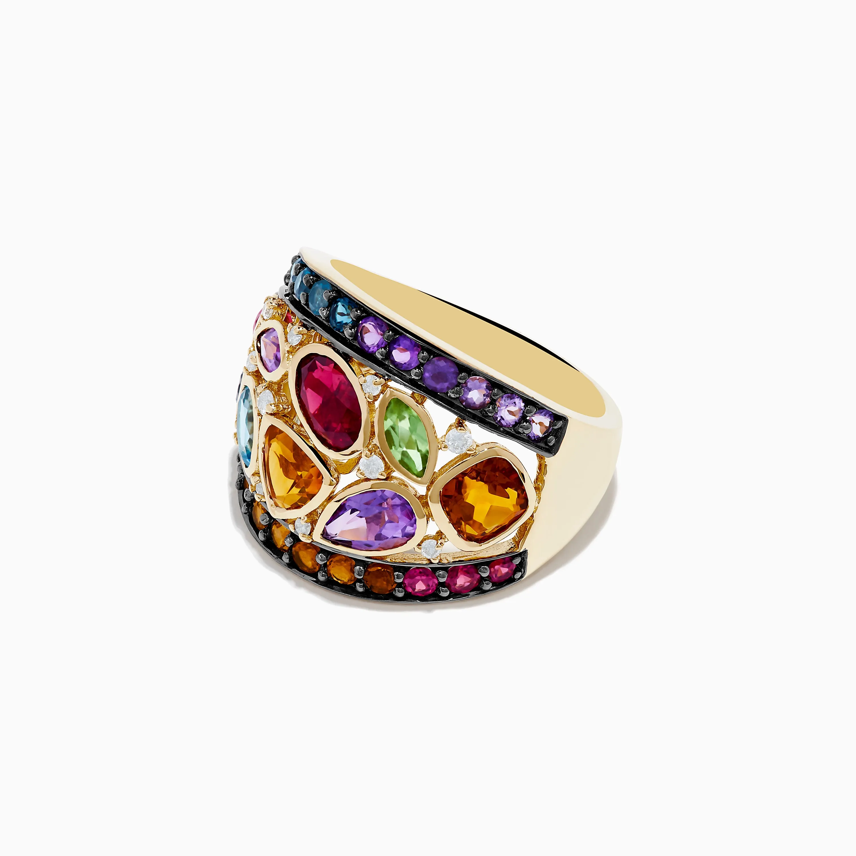 14K Yellow Gold Multi Color Gemstone and Diamond Ring sold by Effy product image thumbnail 2