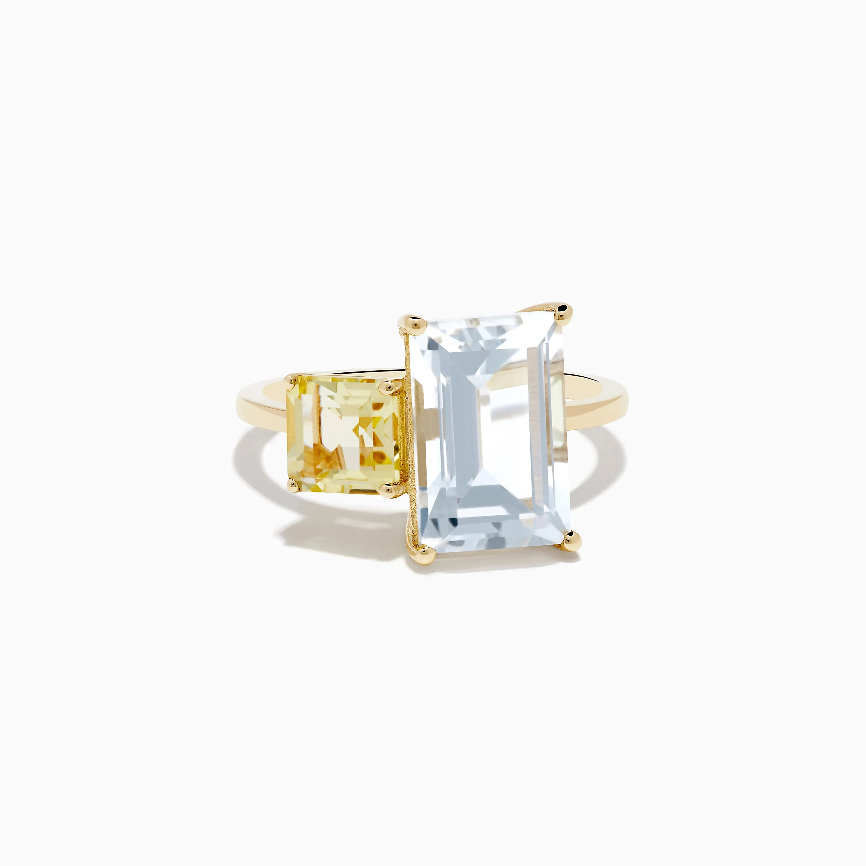 14K Yellow Gold White Topaz and Lemon Quartz Toi et Moi Ring sold by Effy