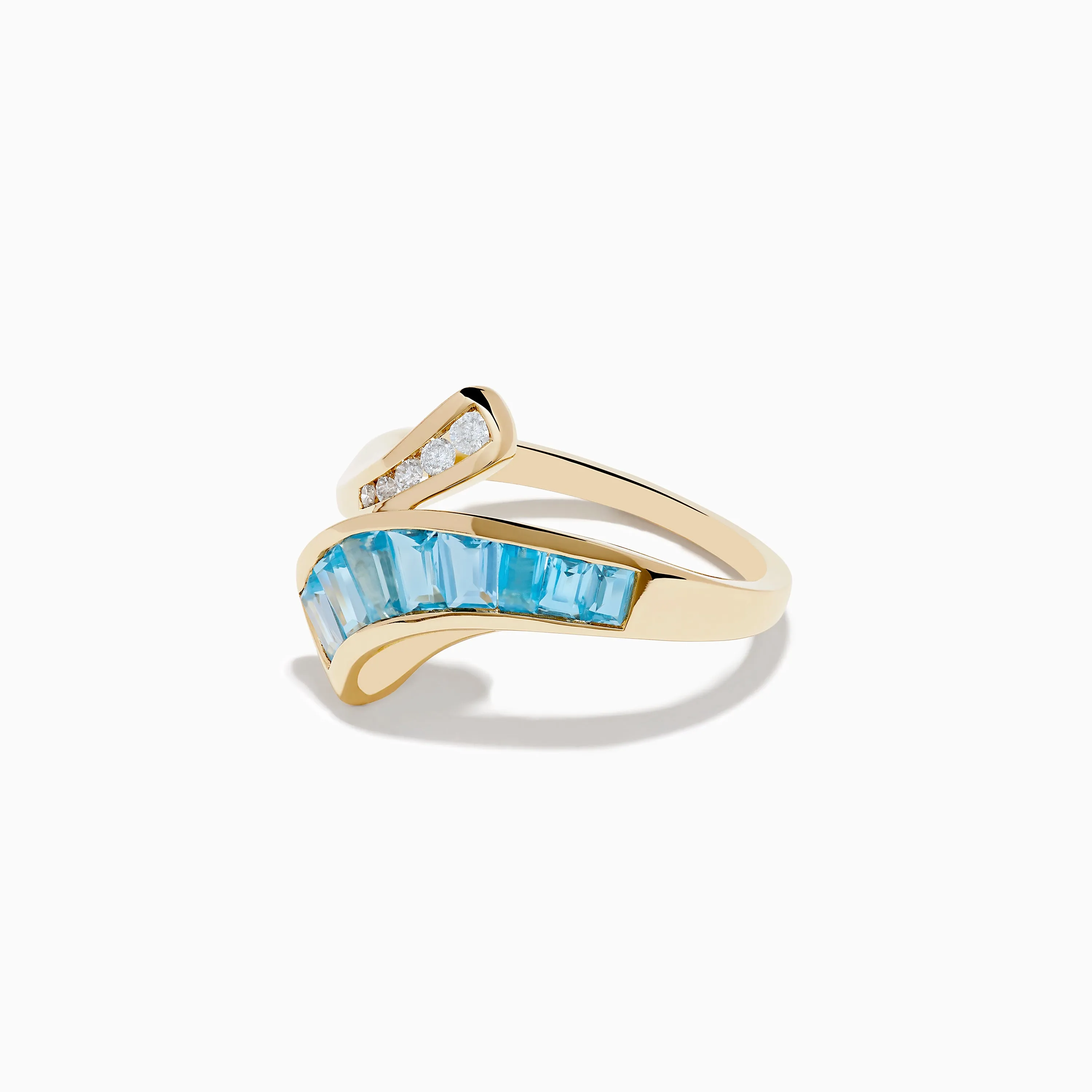 Ocean Bleu 14K Yellow Gold Blue Topaz and Diamond Bypass Ring sold by Effy product image thumbnail 2