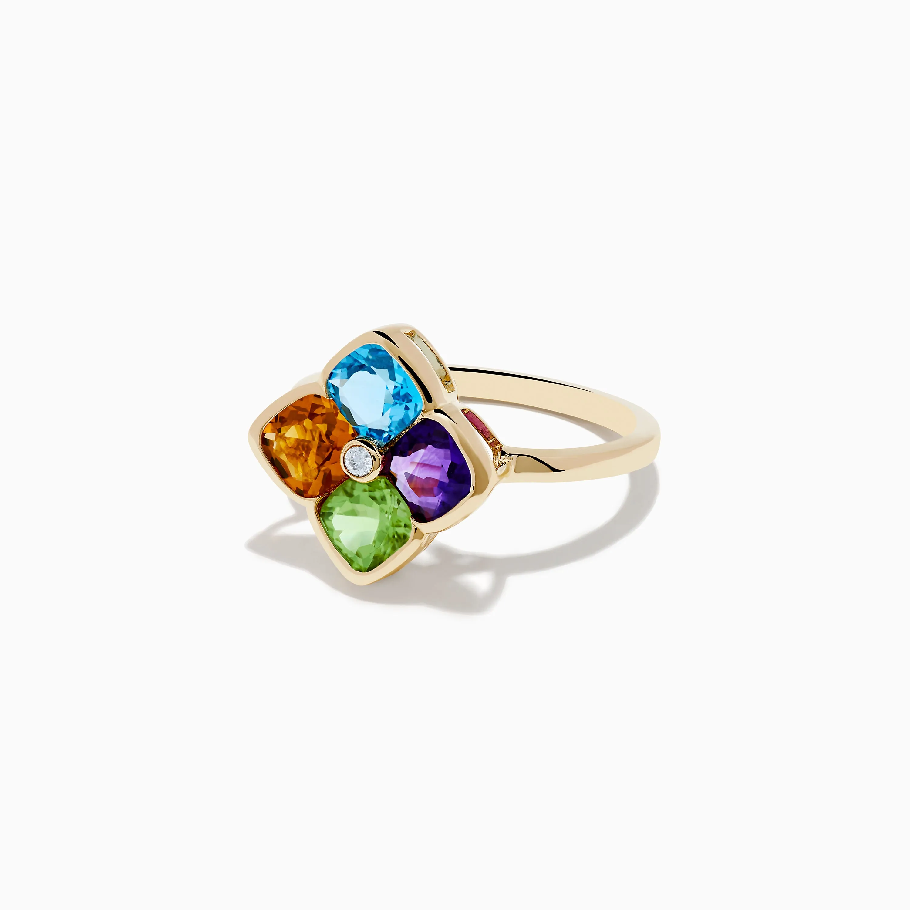 Mosaic 14K Yellow Gold Multi Color Gemstone and Diamond Ring sold by Effy product image thumbnail 2