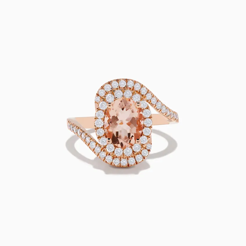 14K Rose Gold Morganite and Diamond Ring sold by Effy