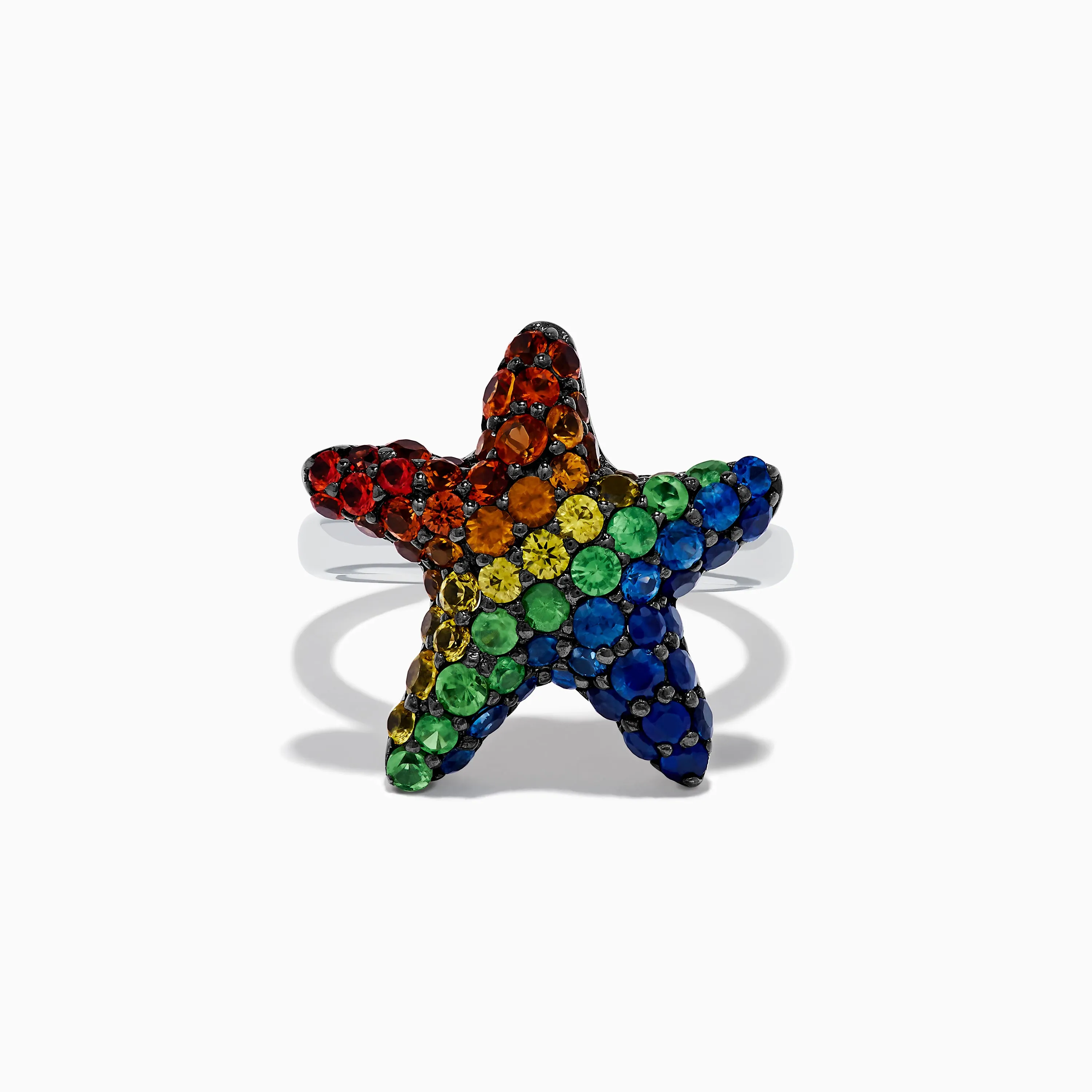 925 Sterling Silver Multi Color Sapphire Starfish Ring sold by Effy