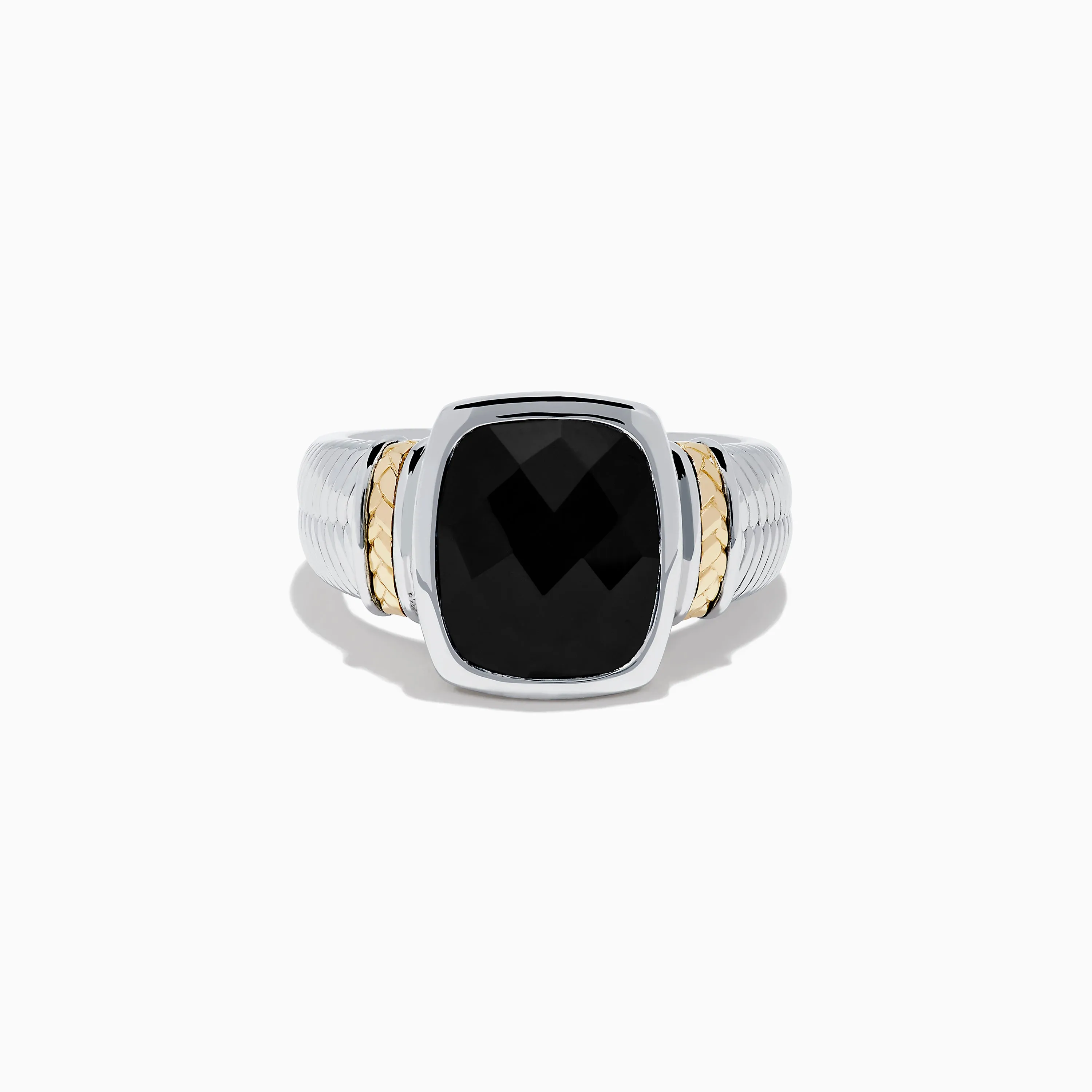 925 Sterling Silver and 14K Yellow Gold Onyx Ring sold by Effy