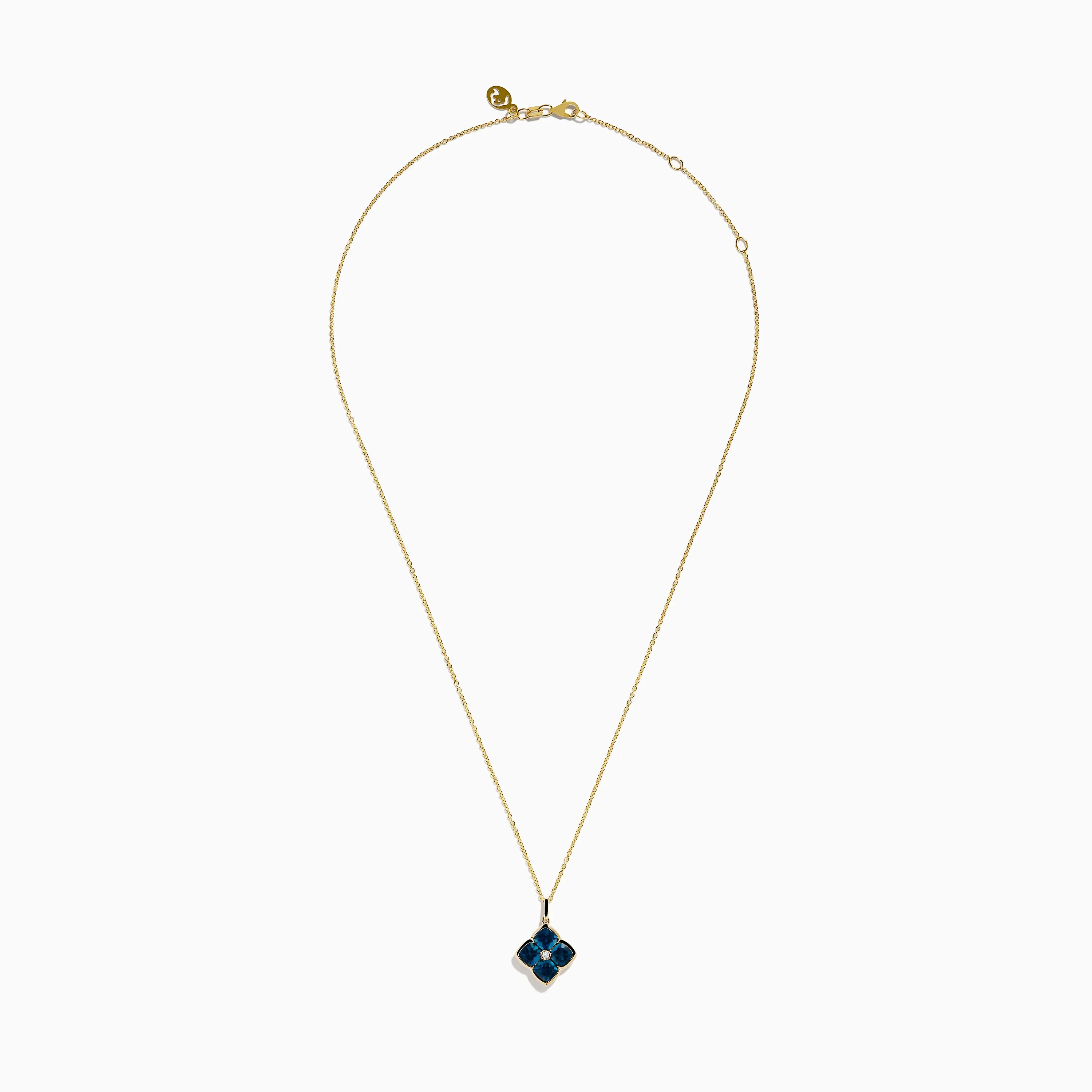 Ocean Bleu 14K Yellow Gold London Blue Topaz and Diamond Pendant sold by Effy product image thumbnail 2
