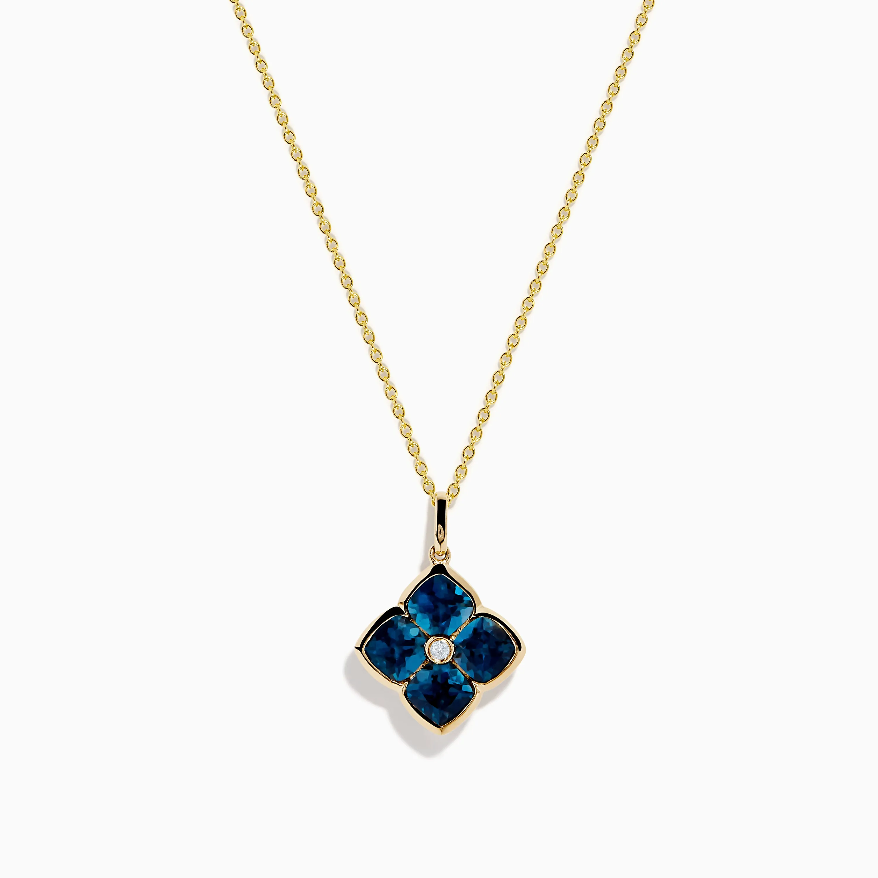 Ocean Bleu 14K Yellow Gold London Blue Topaz and Diamond Pendant sold by Effy