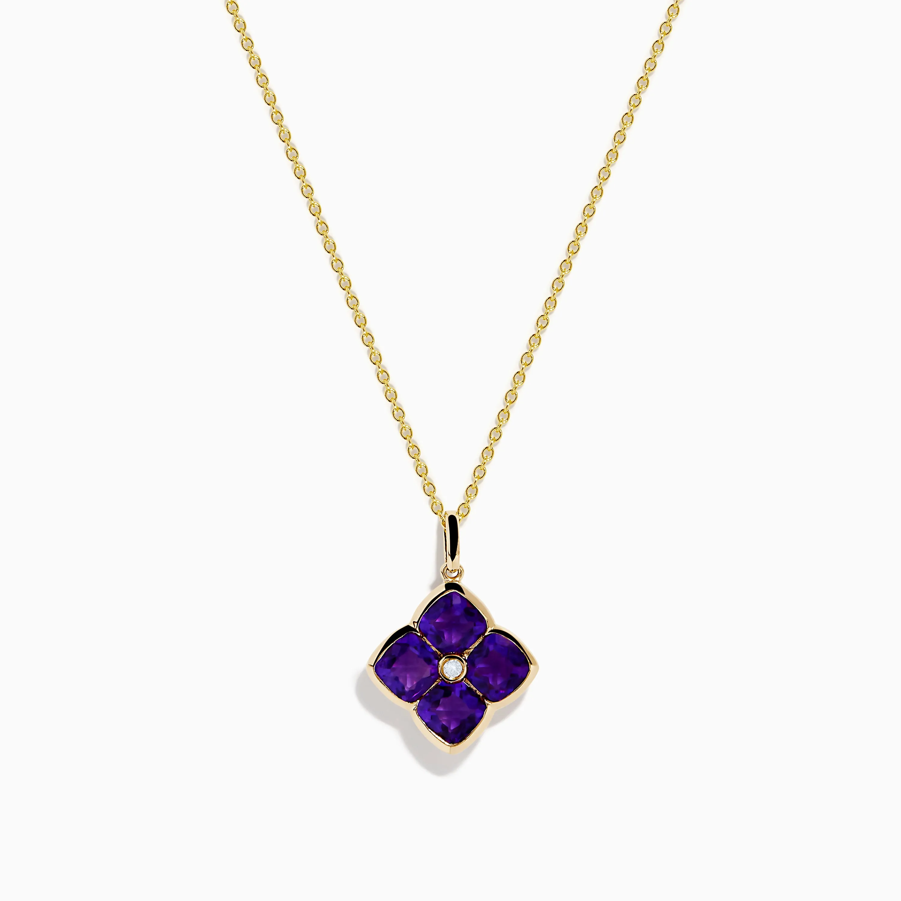 14K Yellow Gold Amethyst and Diamond Pendant sold by Effy