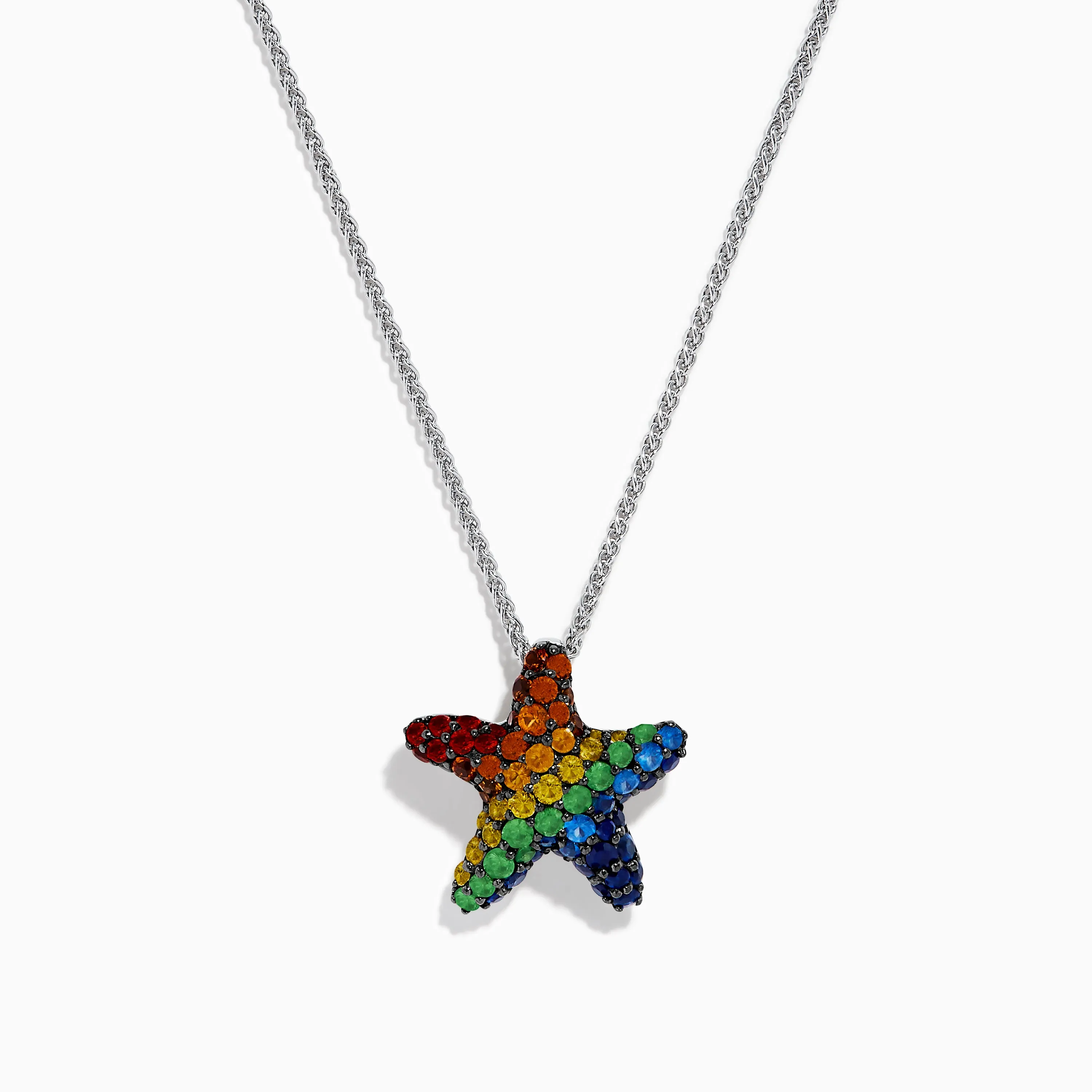 Splash 925 Sterling Silver Multi Color Sapphire Starfish Pendant sold by Effy
