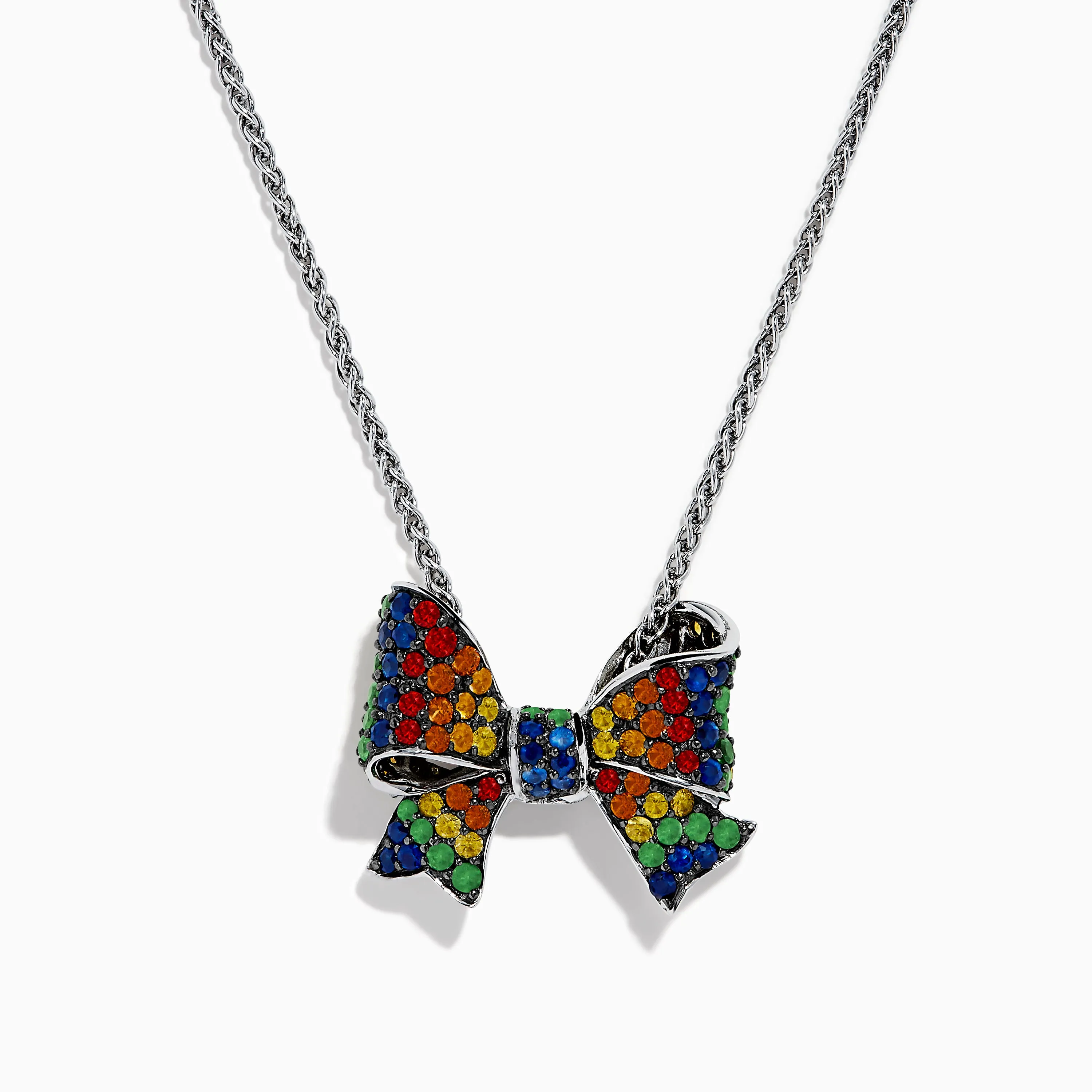 Splash 925 Sterling Silver Multi Color Sapphire Bow Pendant sold by Effy