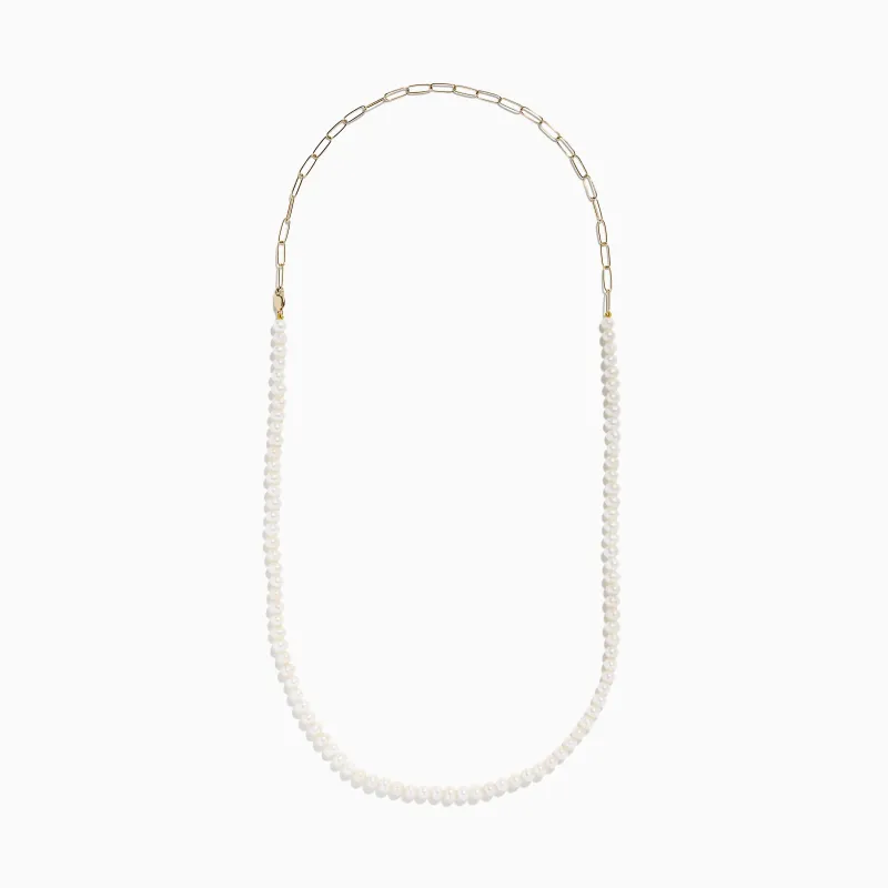 14K Yellow Gold Freshwater Pearl and Paperclip Chain Necklace sold by Effy