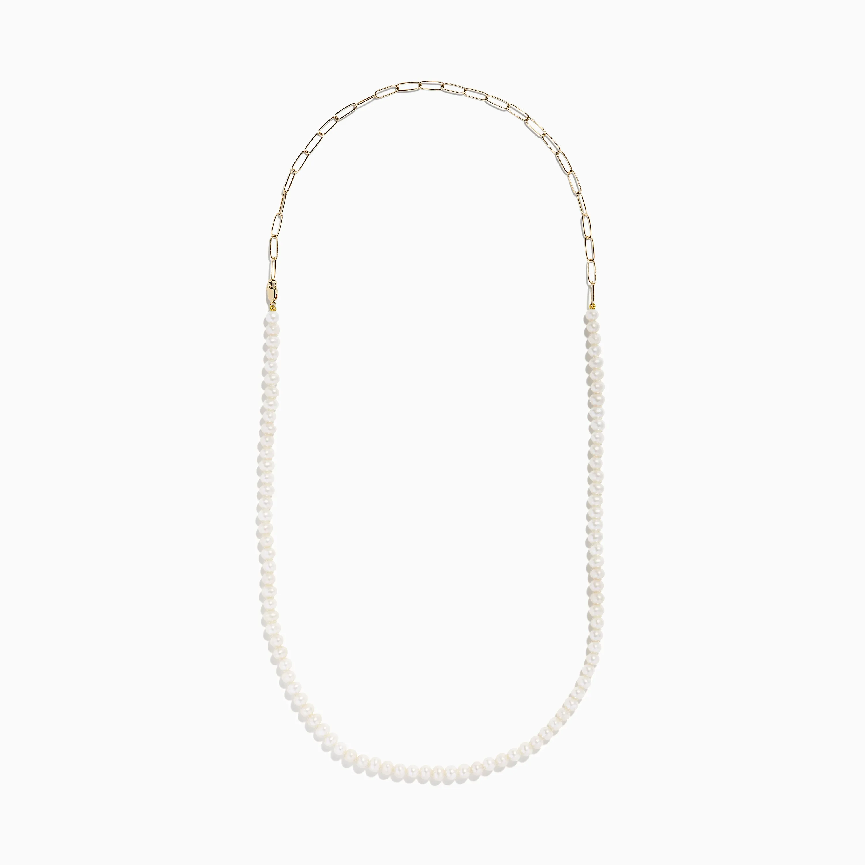 14K Yellow Gold Freshwater Pearl and Paperclip Chain Necklace sold by Effy
