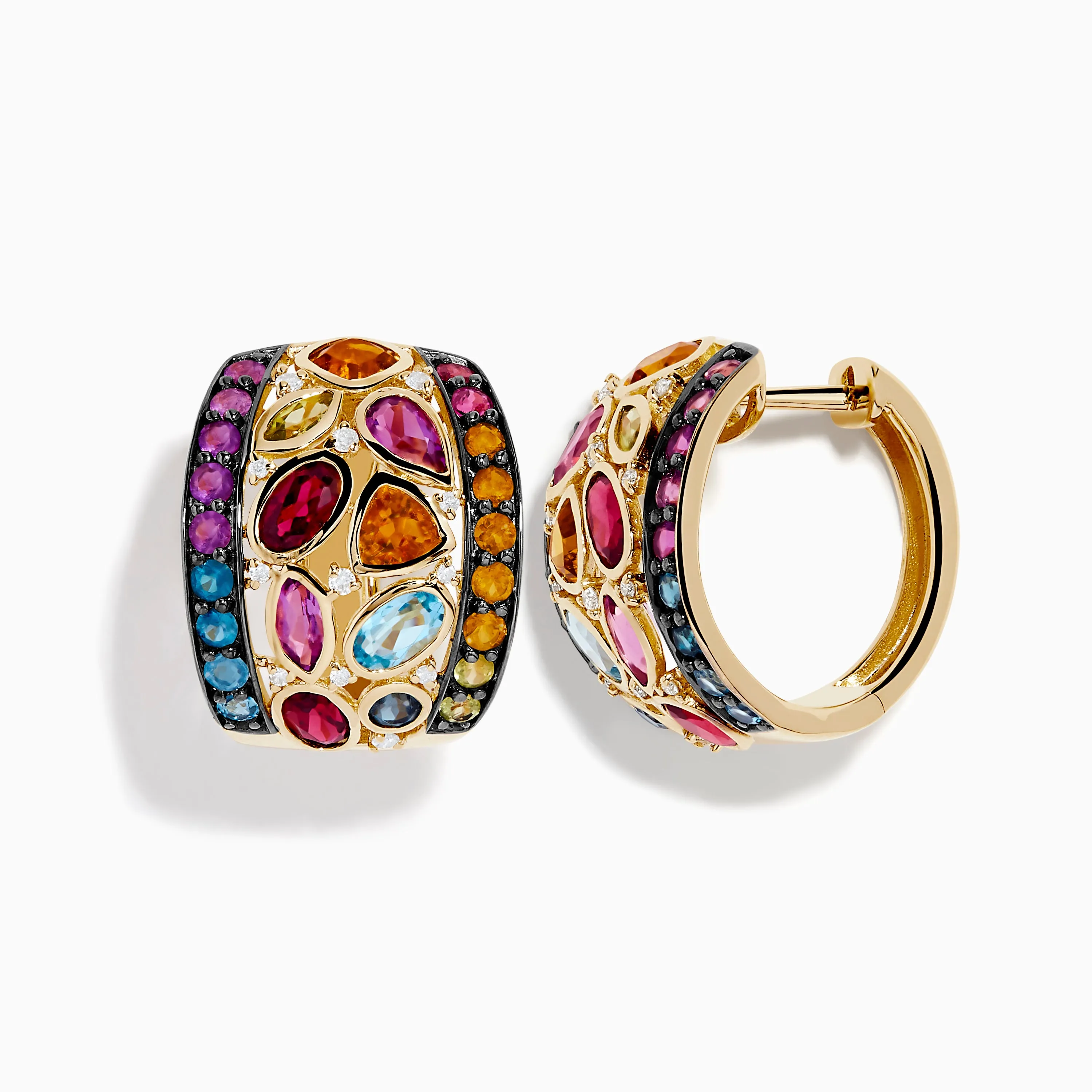 Mosaic 14K Yellow Gold Multi Color Gemstone and Diamond Earrings sold by Effy product image thumbnail 2