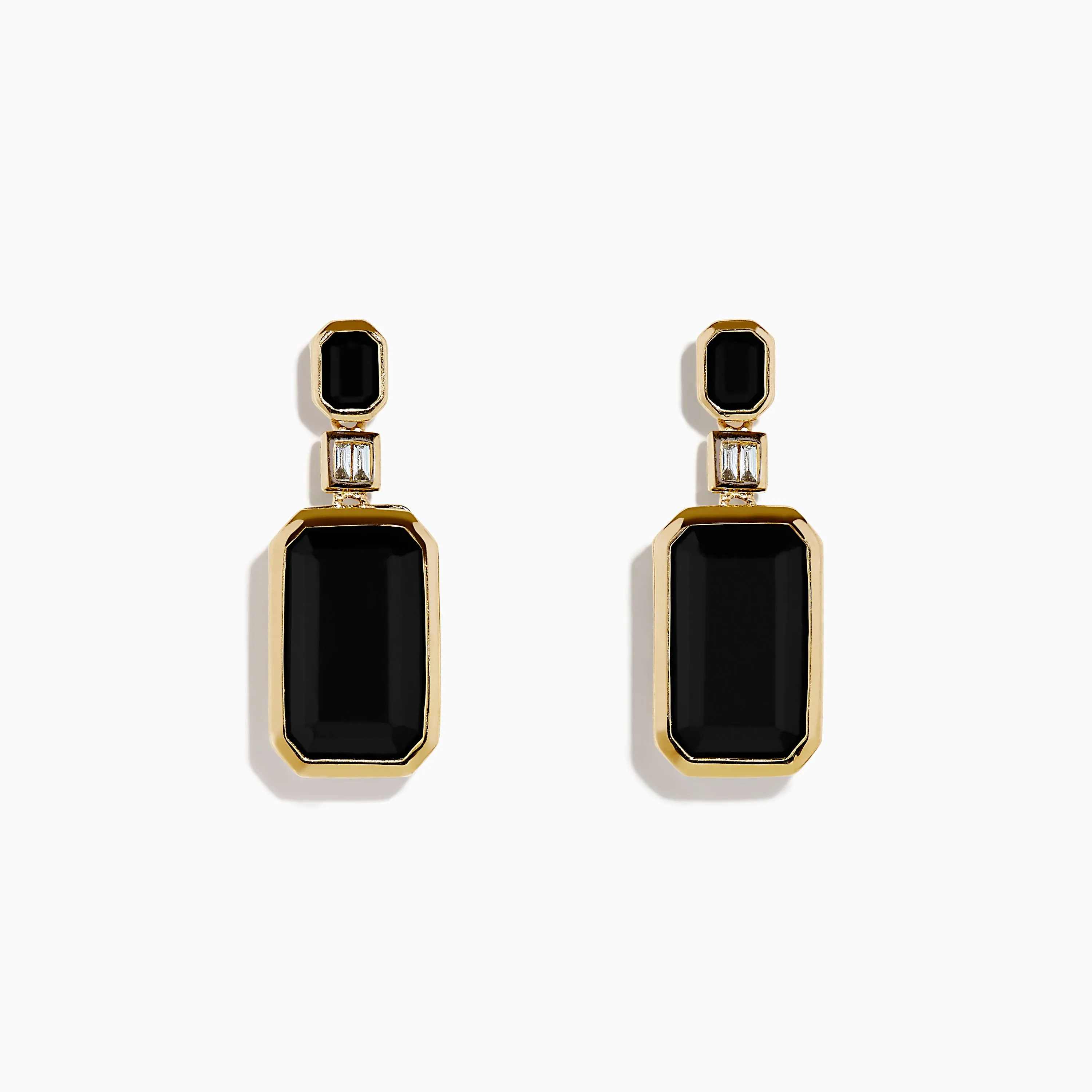 14K Yellow Gold Onyx and Diamond Bezel Drop Earrings sold by Effy