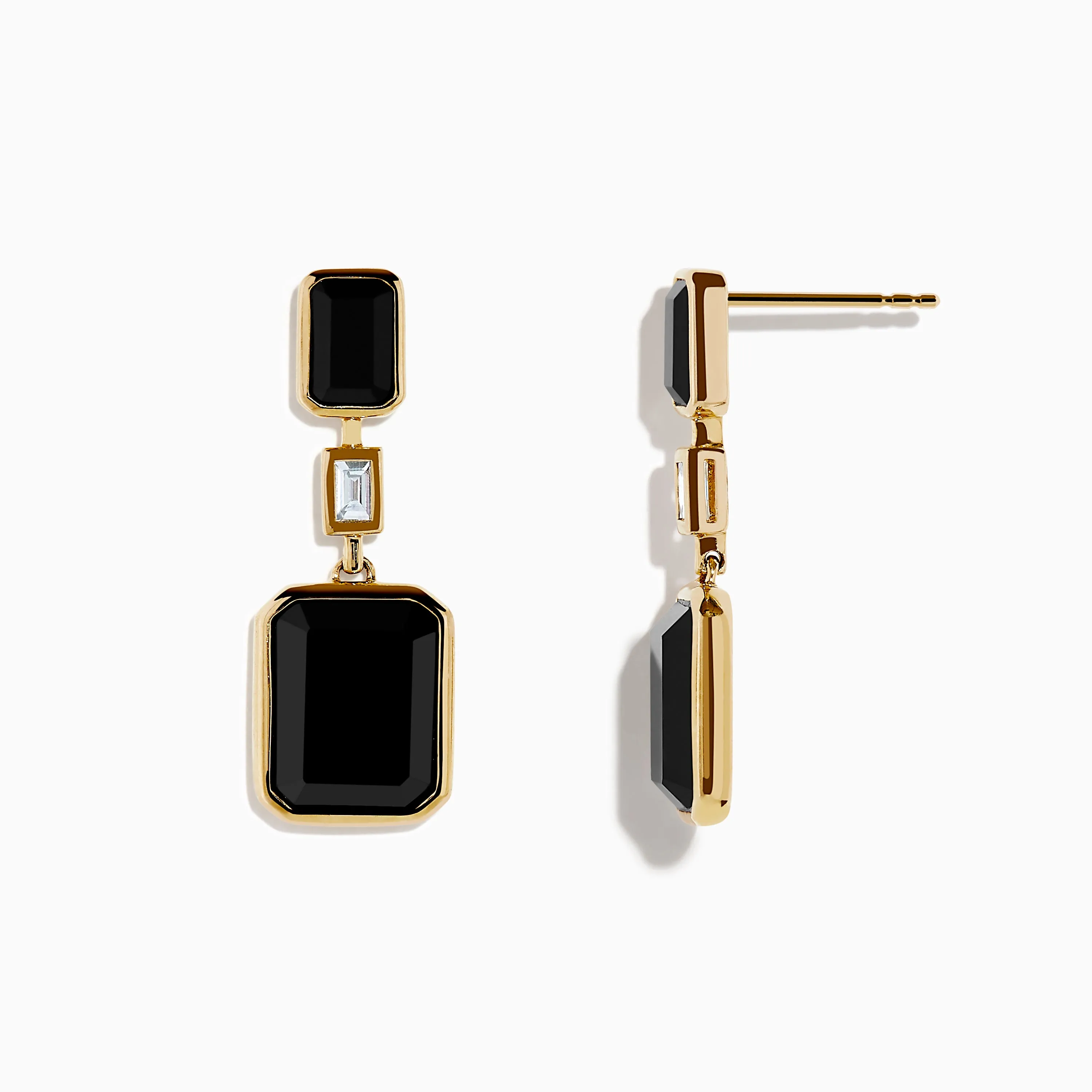 Eclipse 14K Yellow Gold Onyx and Diamond Bezel Drop Earrings sold by Effy product image thumbnail 2