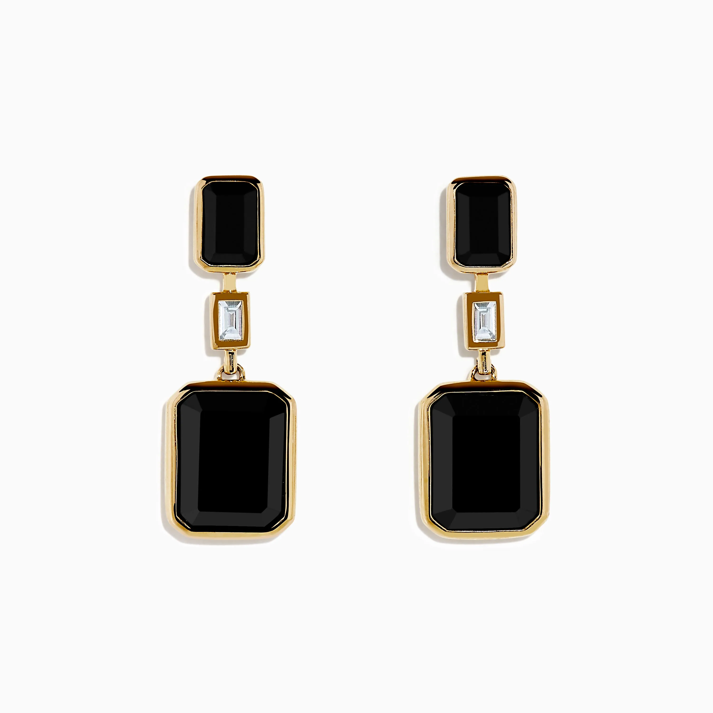 Eclipse 14K Yellow Gold Onyx and Diamond Bezel Drop Earrings sold by Effy