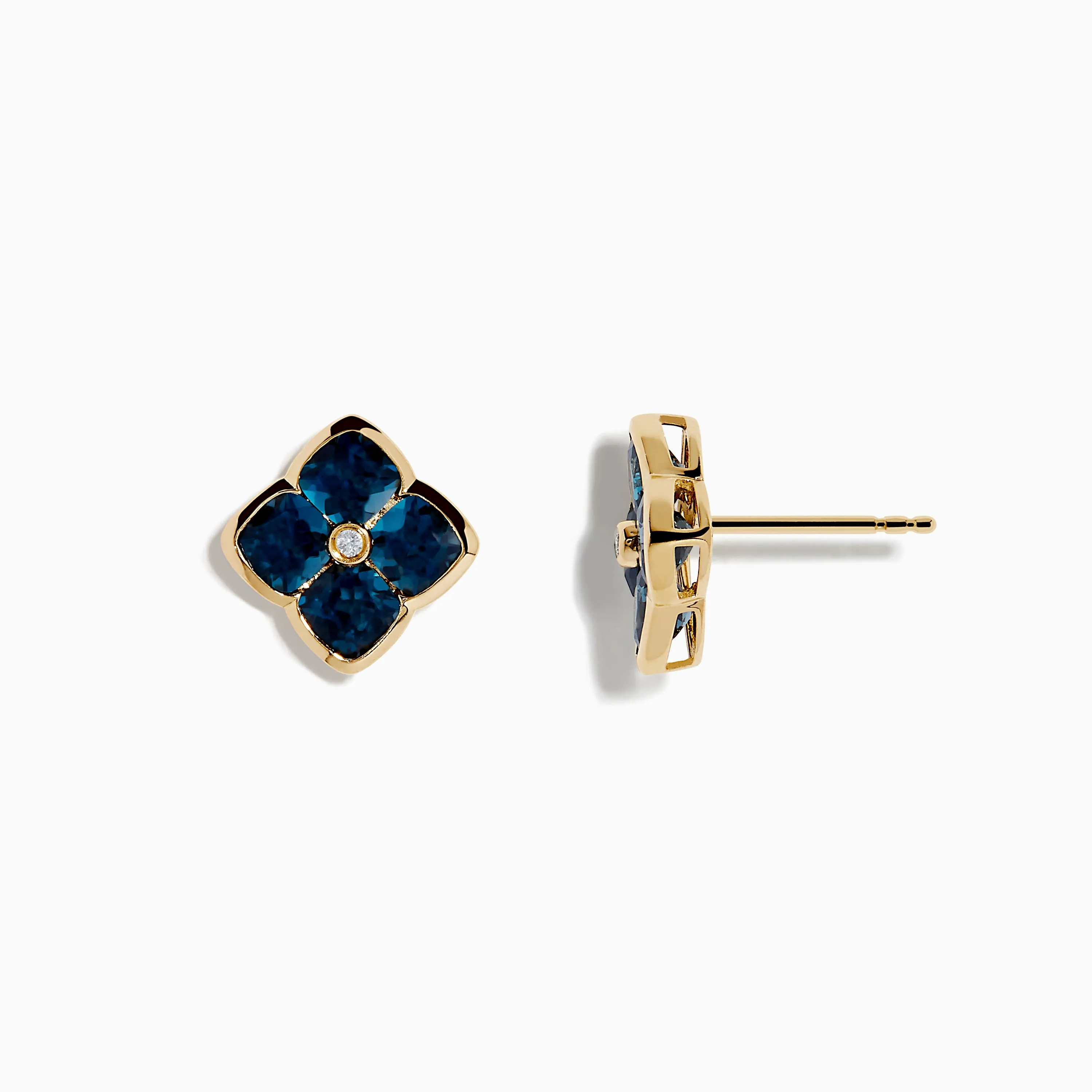 Ocean Bleu 14K Yellow Gold London Blue Topaz and Diamond Earrings sold by Effy product image thumbnail 2