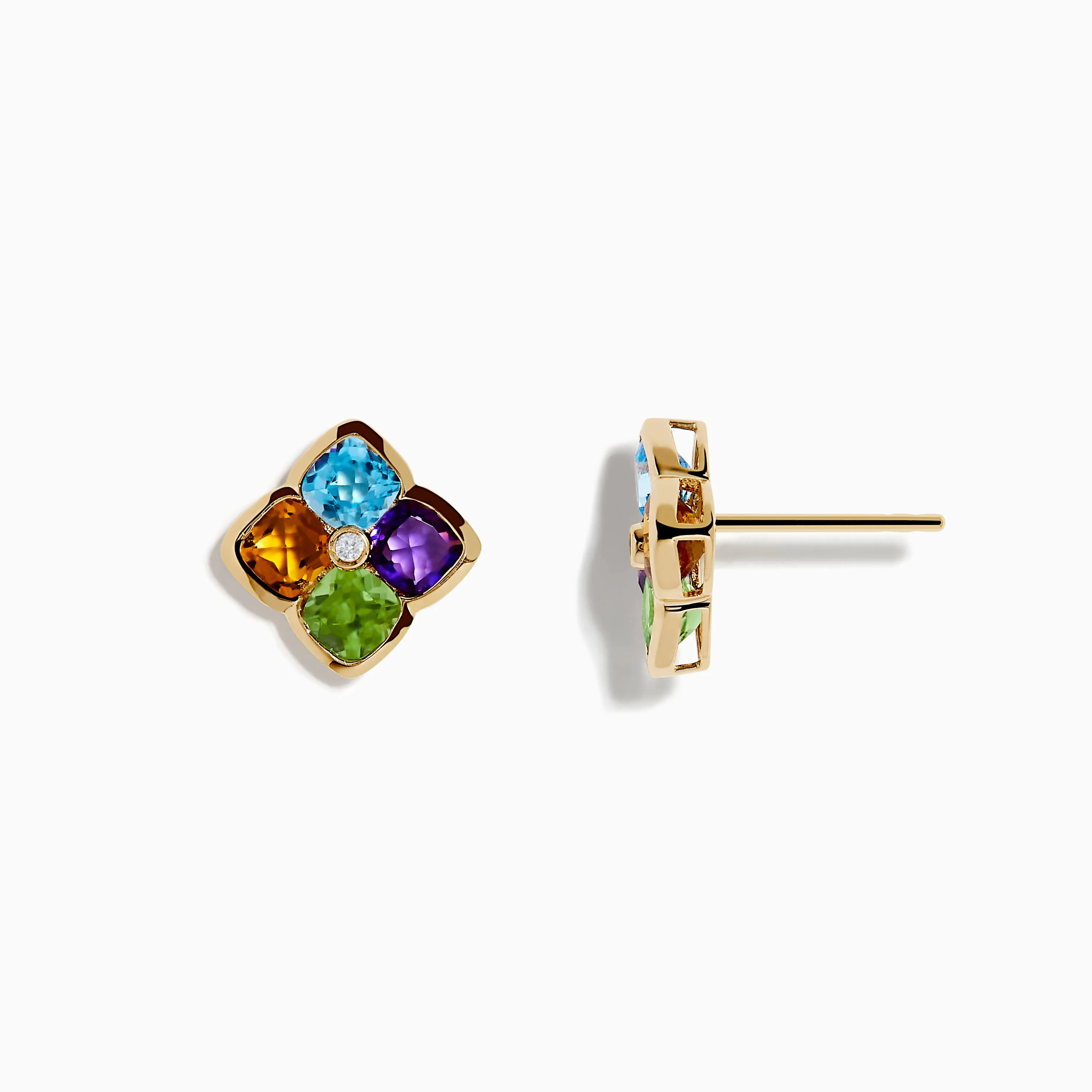Mosaic 14K Yellow Gold Multi Color Gemstones and Diamond Earrings sold by Effy product image thumbnail 2