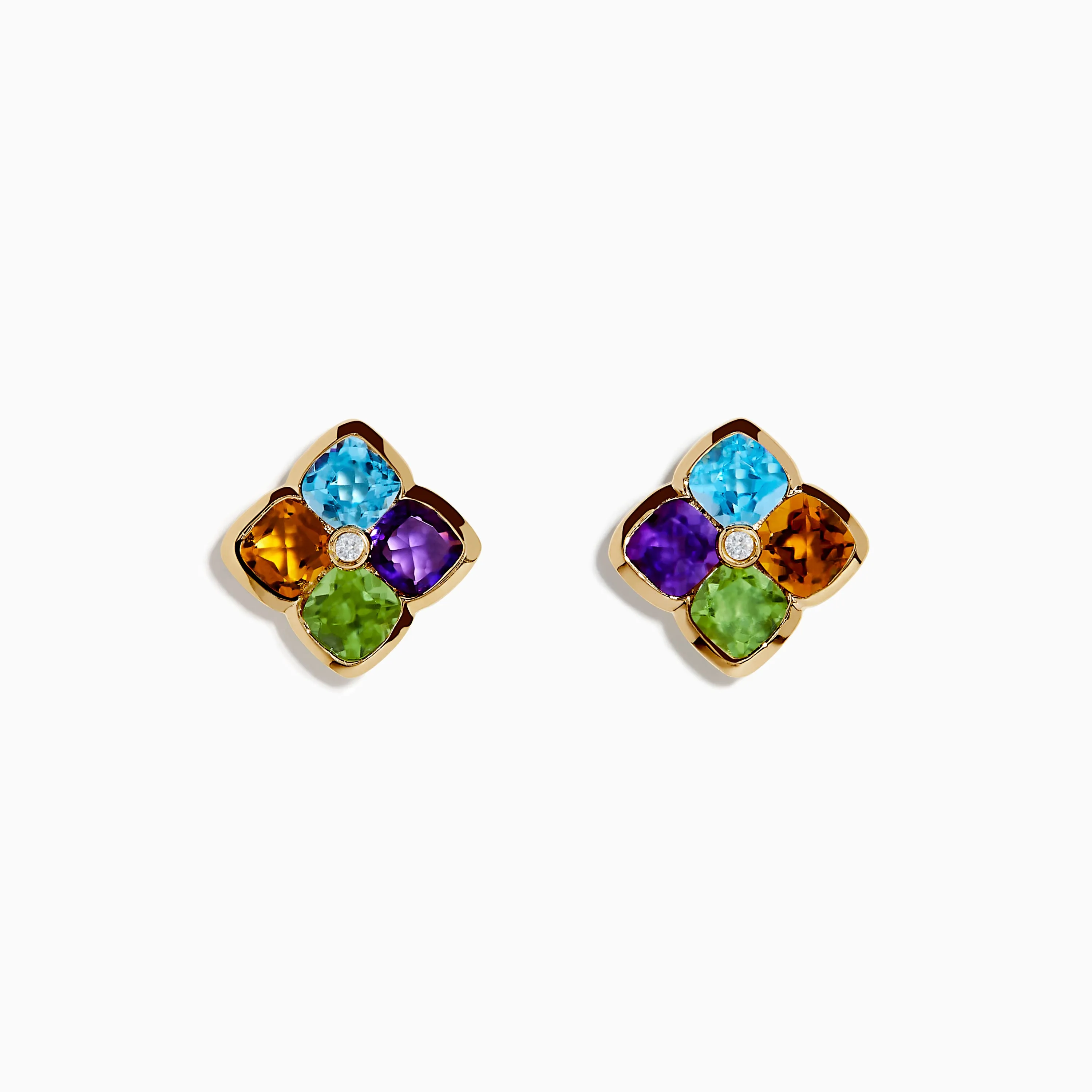 Mosaic 14K Yellow Gold Multi Color Gemstones and Diamond Earrings sold by Effy