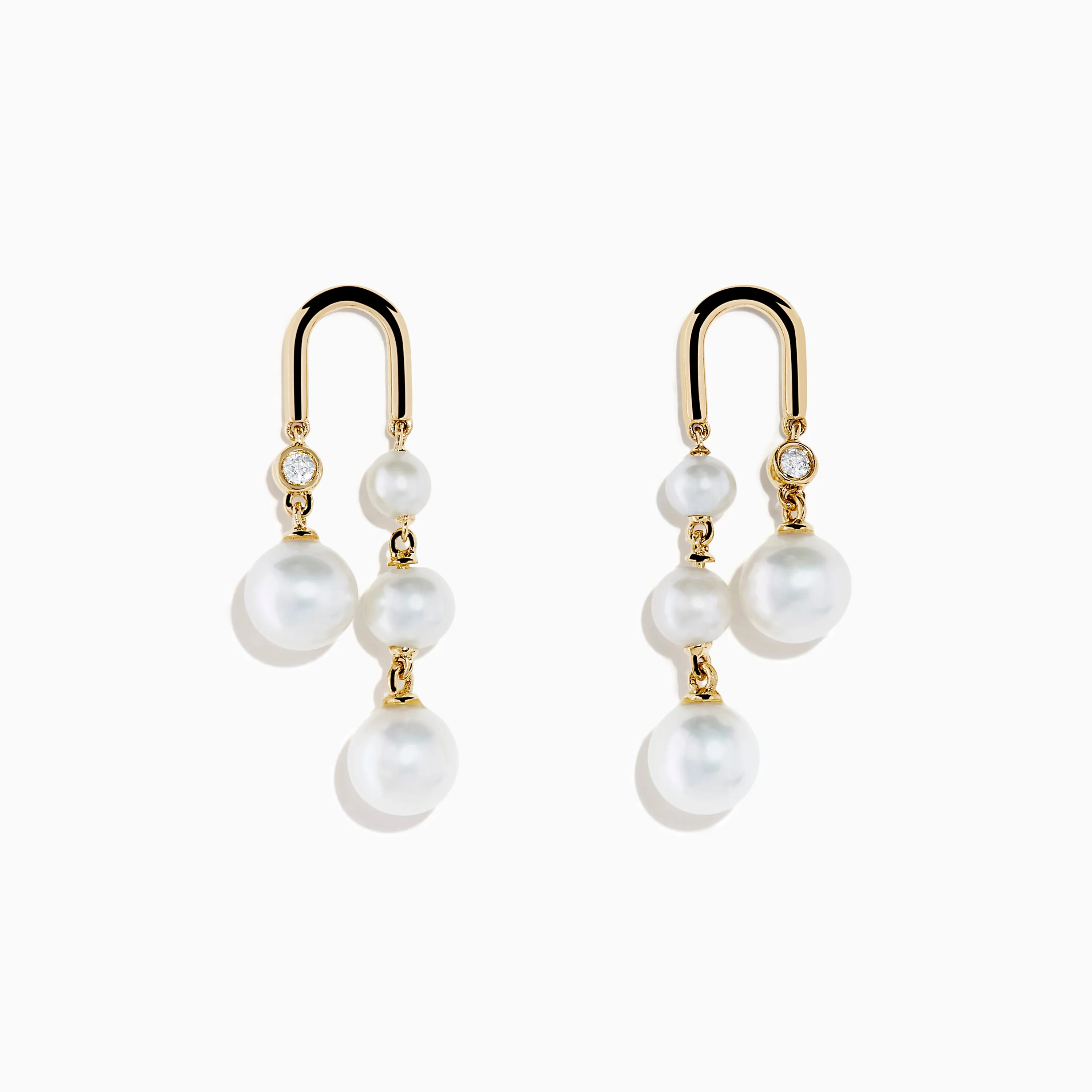 14K Yellow Gold Fresh Water Pearl and Diamond Drop Earrings sold by Effy