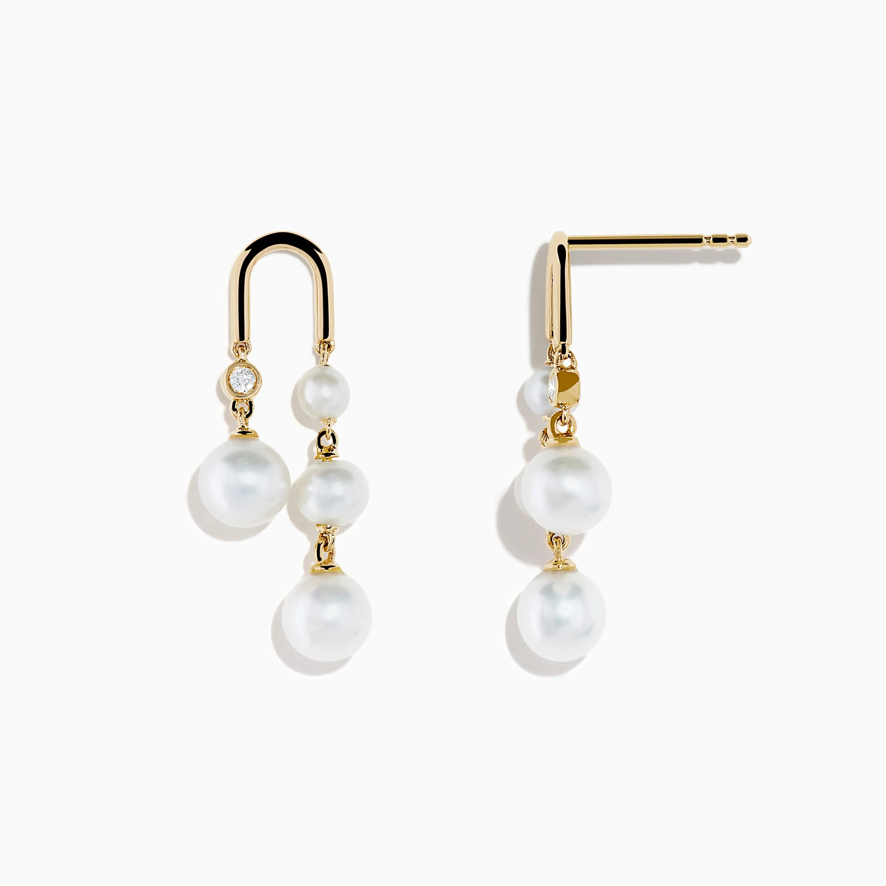 14K Yellow Gold Fresh Water Pearl and Diamond Drop Earrings sold by Effy product image thumbnail 2