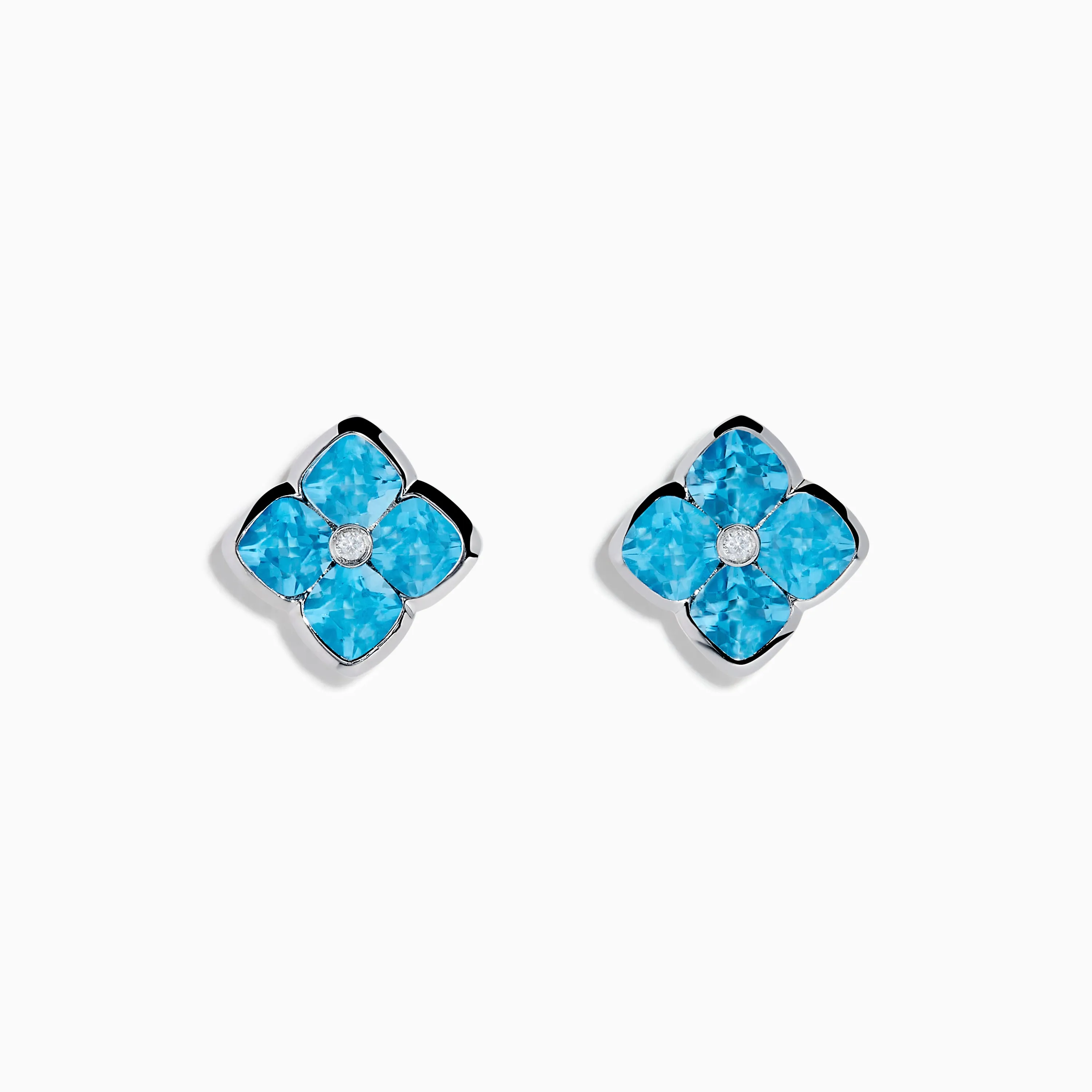 Ocean Bleu 14K White Gold Blue Topaz and Diamond Earrings sold by Effy
