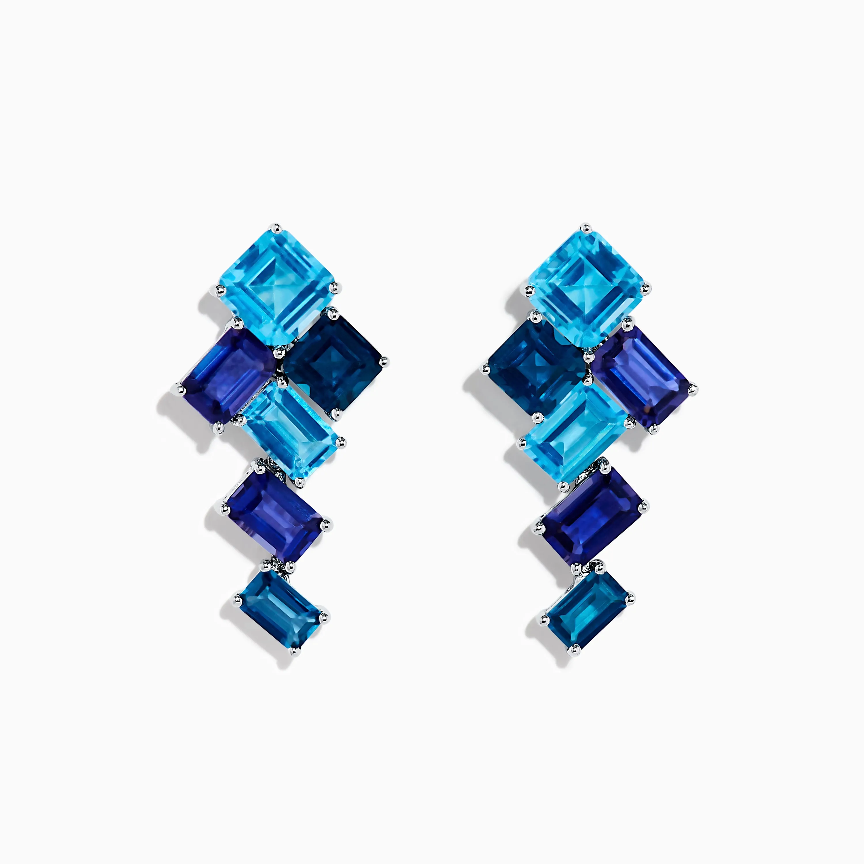 14K White Gold Blue Topaz and Iolite Earrings sold by Effy