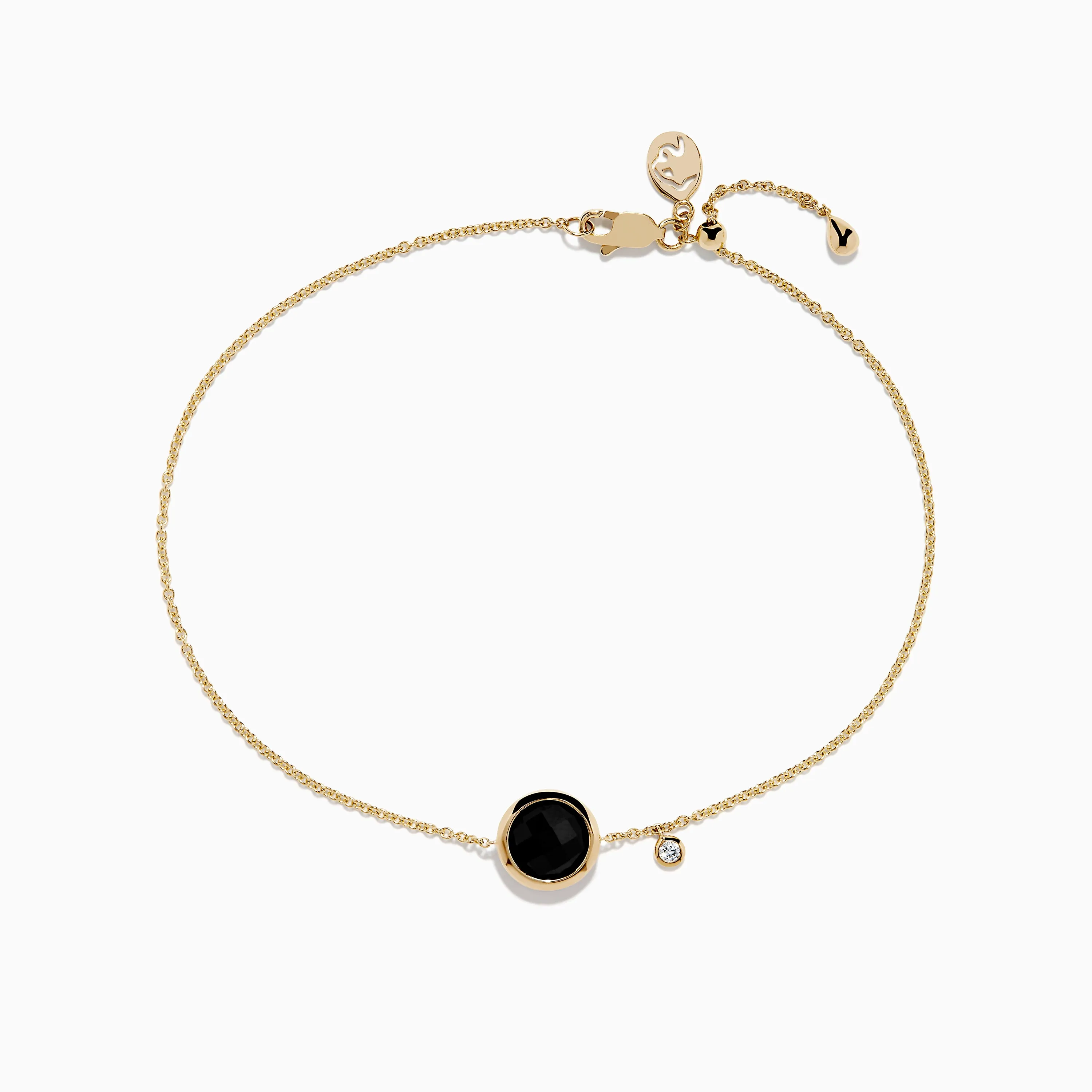 14K Yellow Gold Onyx and Diamond Bolo Bracelet sold by Effy