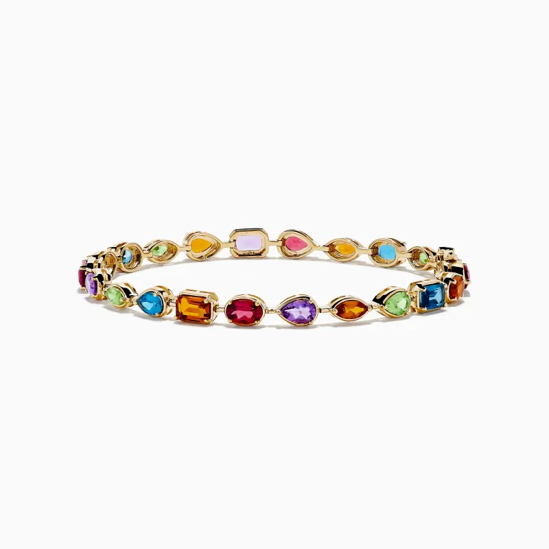 Mosaic 14K Yellow Gold Multi Color Gemstone Bracelet sold by Effy