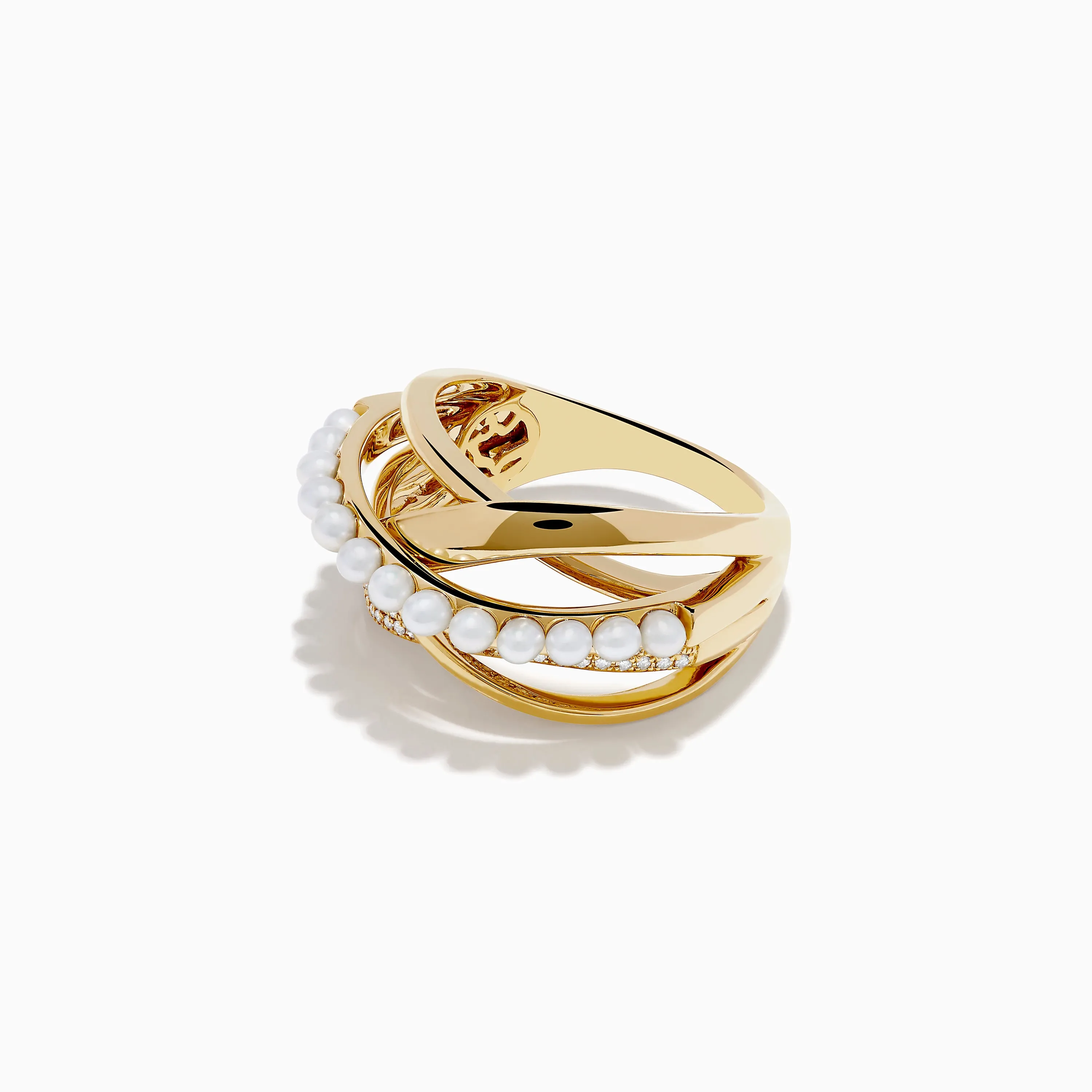 14K Yellow Gold Fresh Water Pearl and Diamond Criss Cross Ring sold by Effy product image thumbnail 2