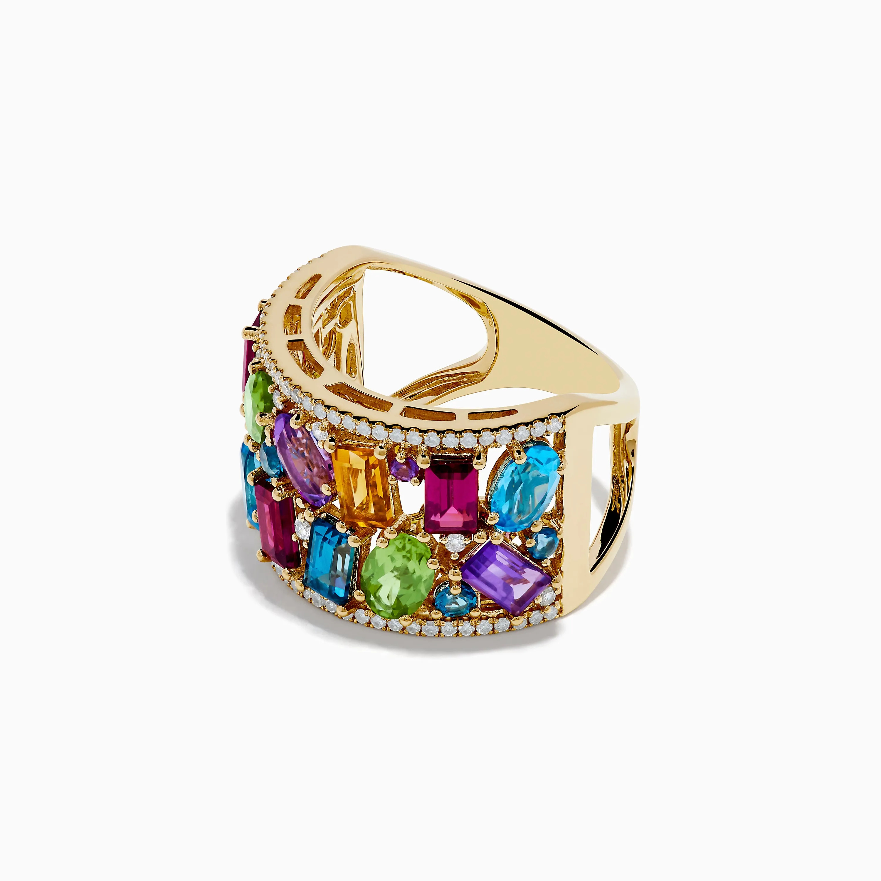 Mosaic 14K Yellow Gold Multi Gemstone and Diamond Ring sold by Effy product image thumbnail 2