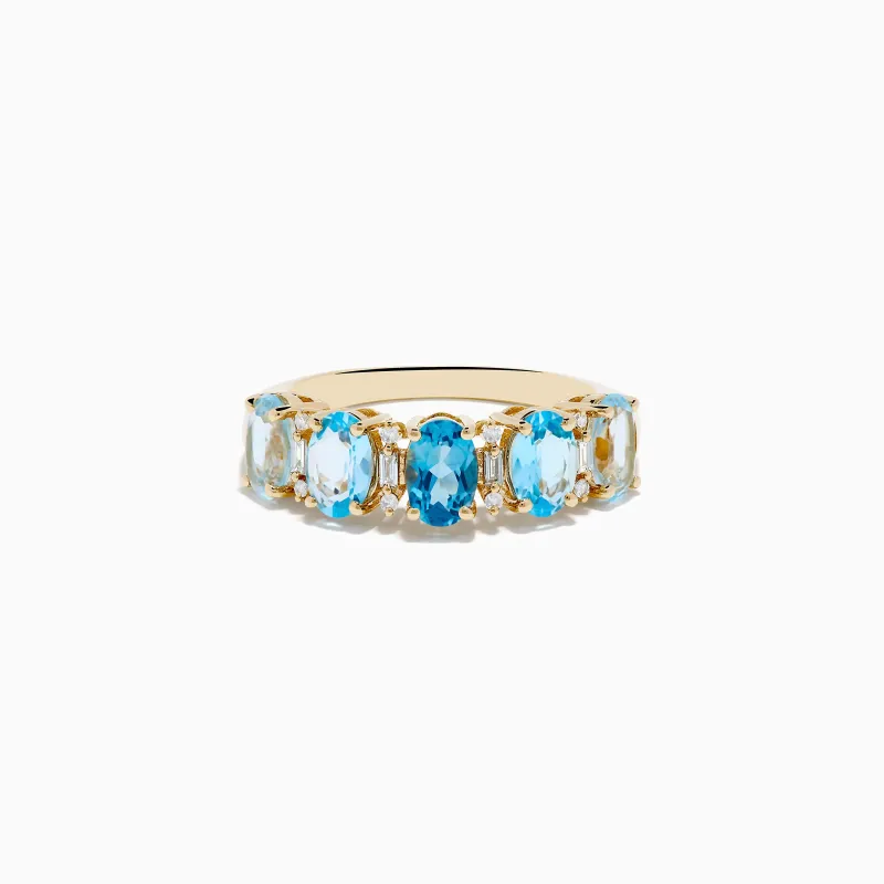 14K Yellow Gold London, Sky & Blue Topaz and Diamond Ombre Ring sold by Effy