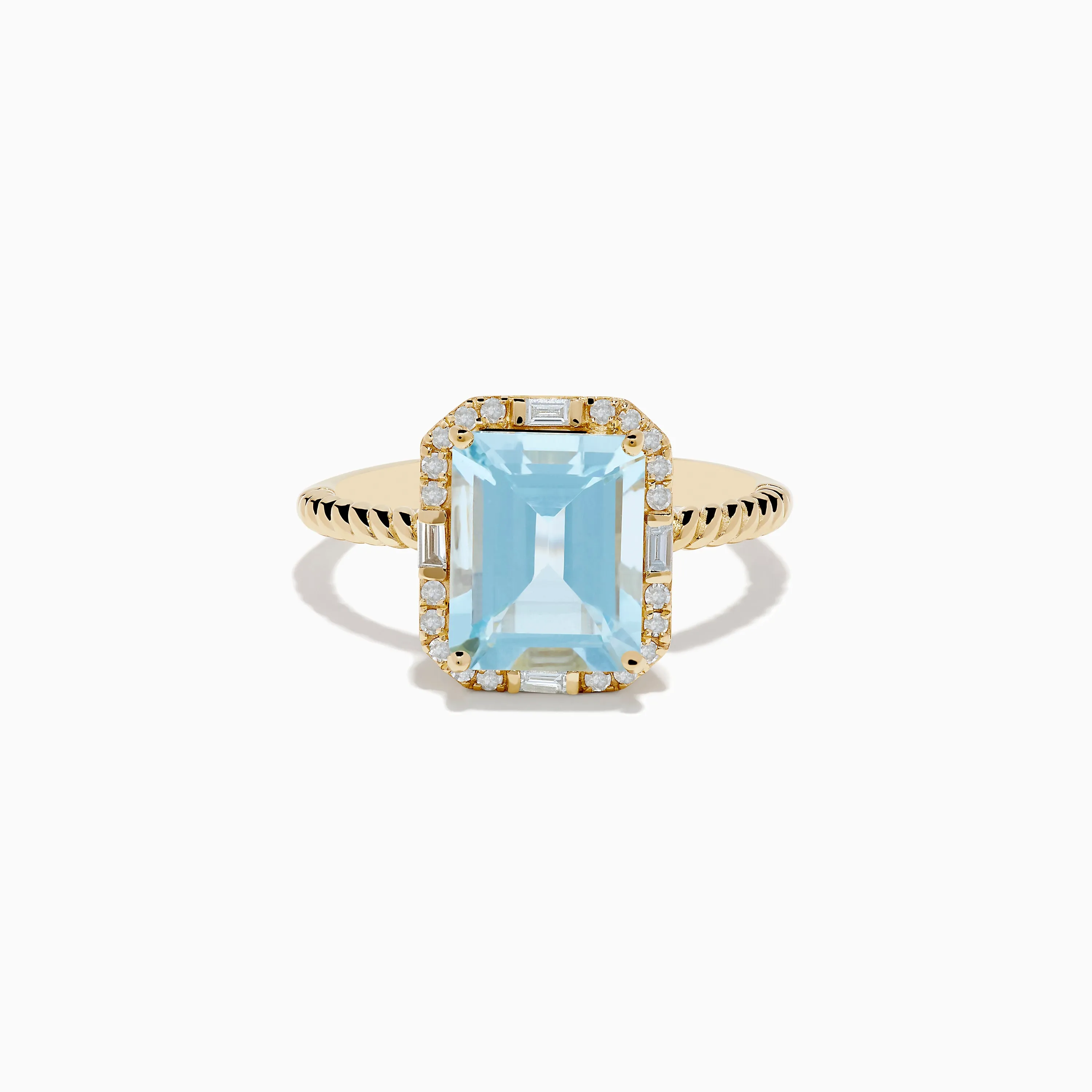 14K Yellow Gold Aquamarine and Diamond Ring sold by Effy