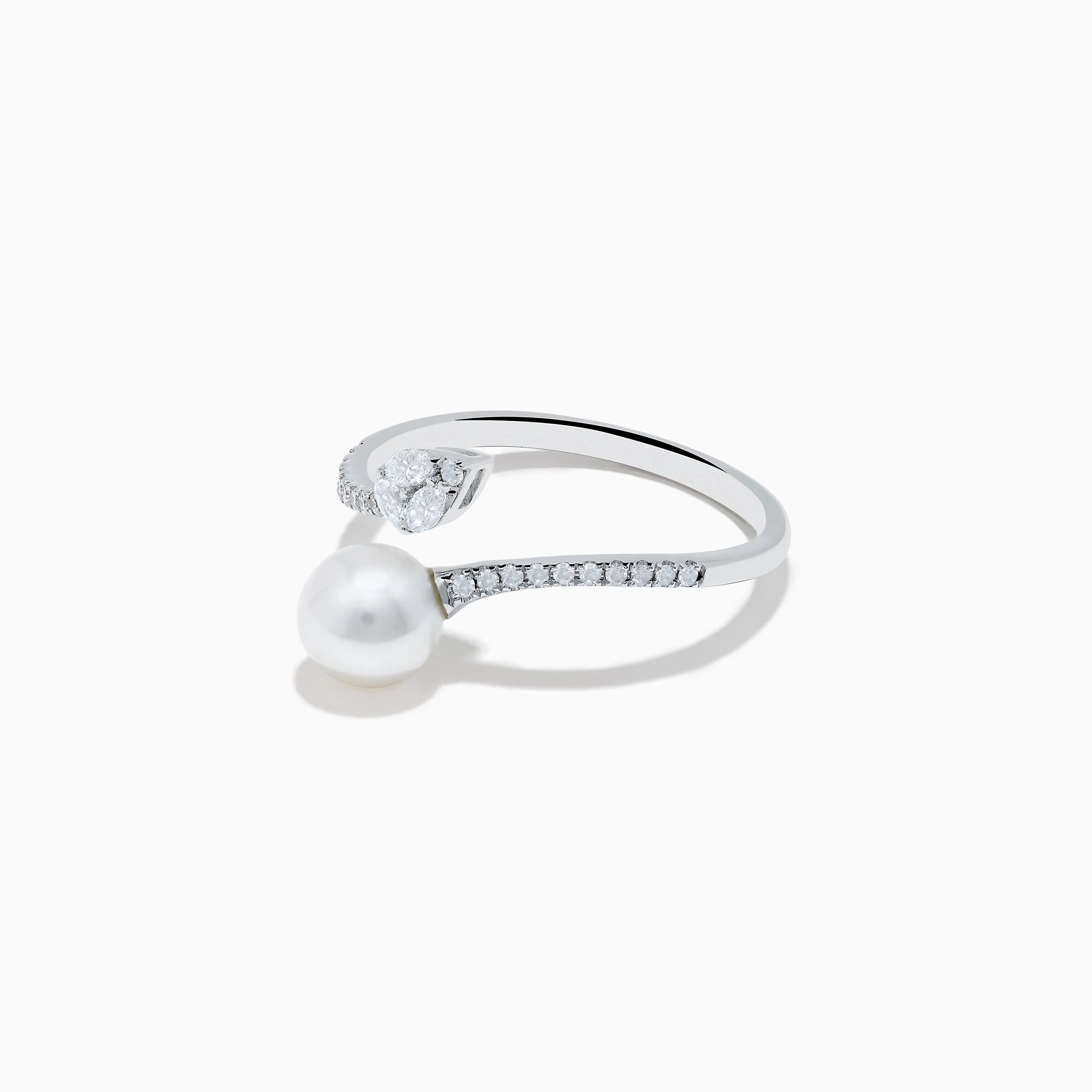 14K White Gold Fresh Water Pearl and Diamond By Pass Ring sold by Effy product image thumbnail 2