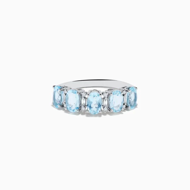 Aquarius 14K White Gold Aquamarine and Diamond Ring sold by Effy