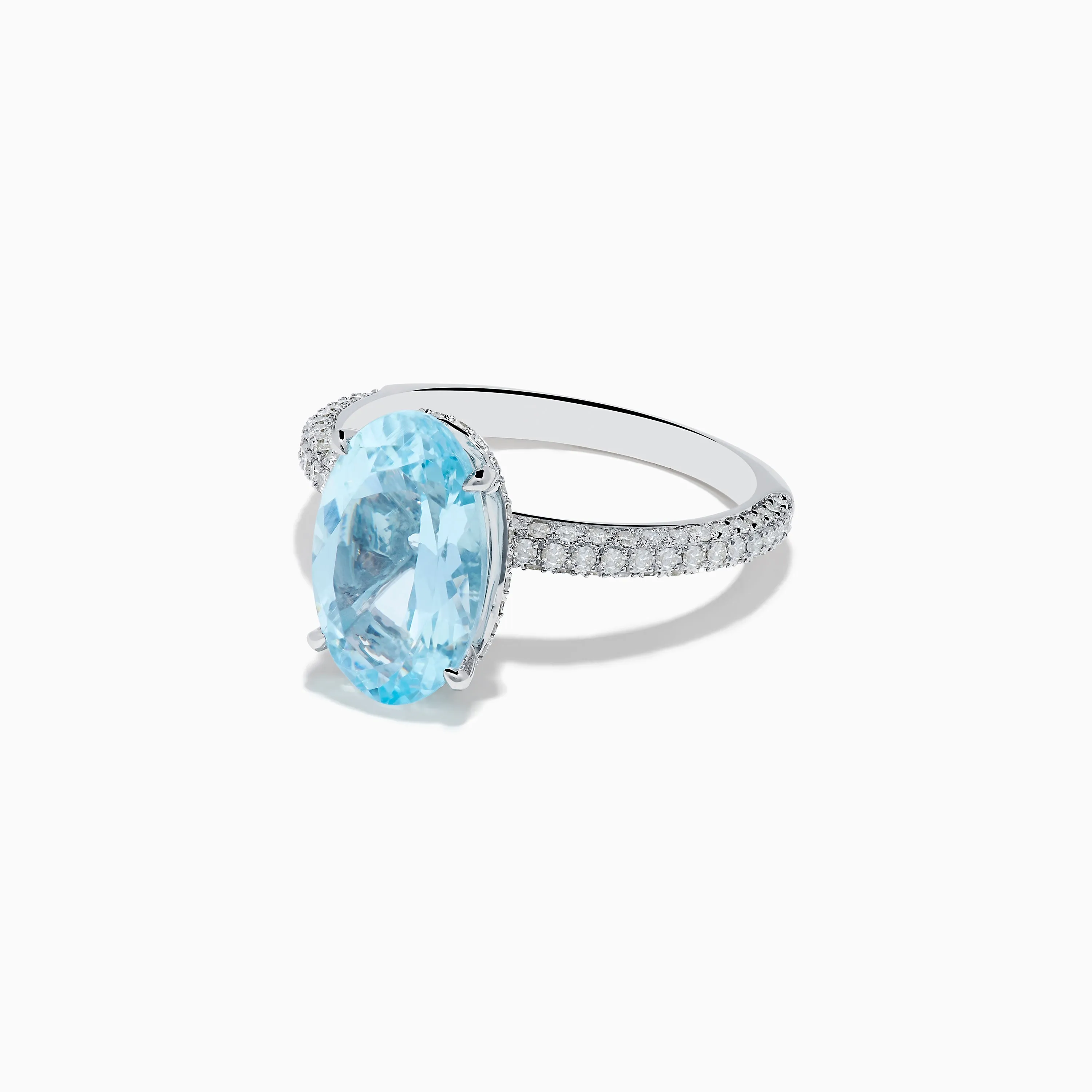 14K White Gold Aquamarine and Diamond Double Hidden Halo Ring sold by Effy product image thumbnail 2