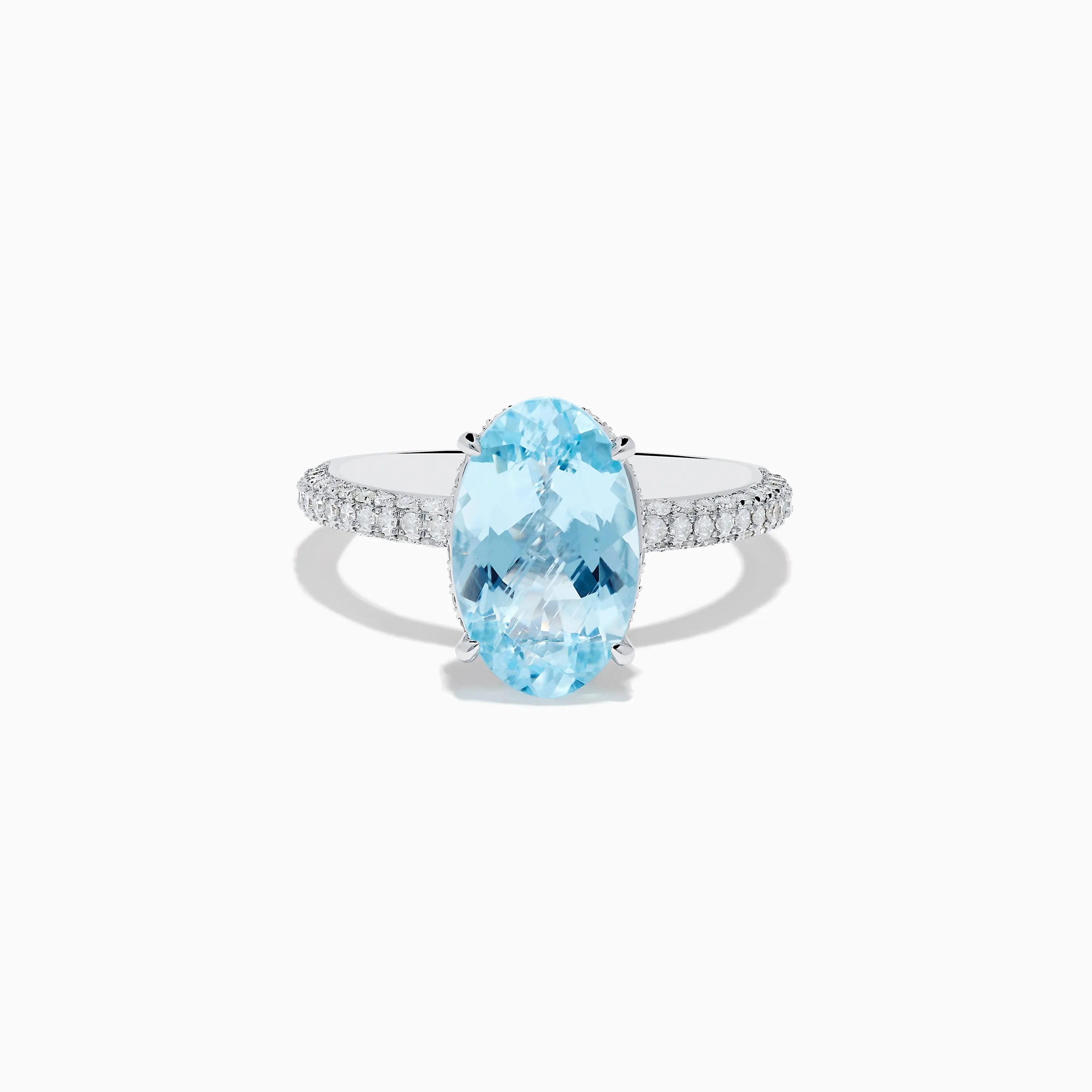 14K White Gold Aquamarine and Diamond Double Hidden Halo Ring sold by Effy