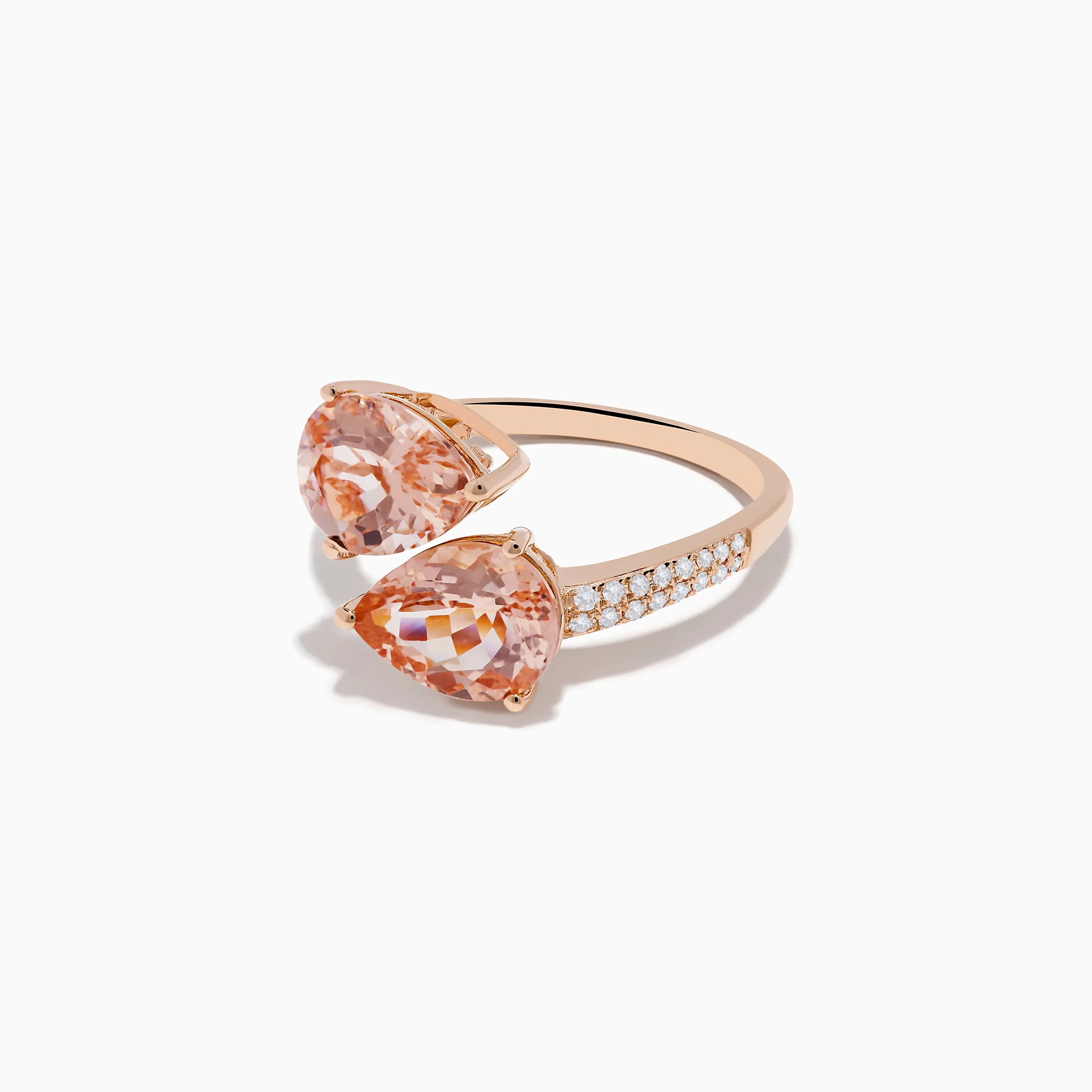 Blush 14K Rose Gold Morganite and Diamond Bypass Ring sold by Effy product image thumbnail 2