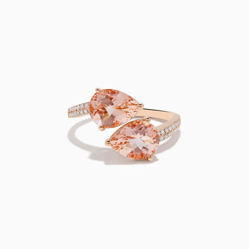 Blush 14K Rose Gold Morganite and Diamond Bypass Ring sold by Effy