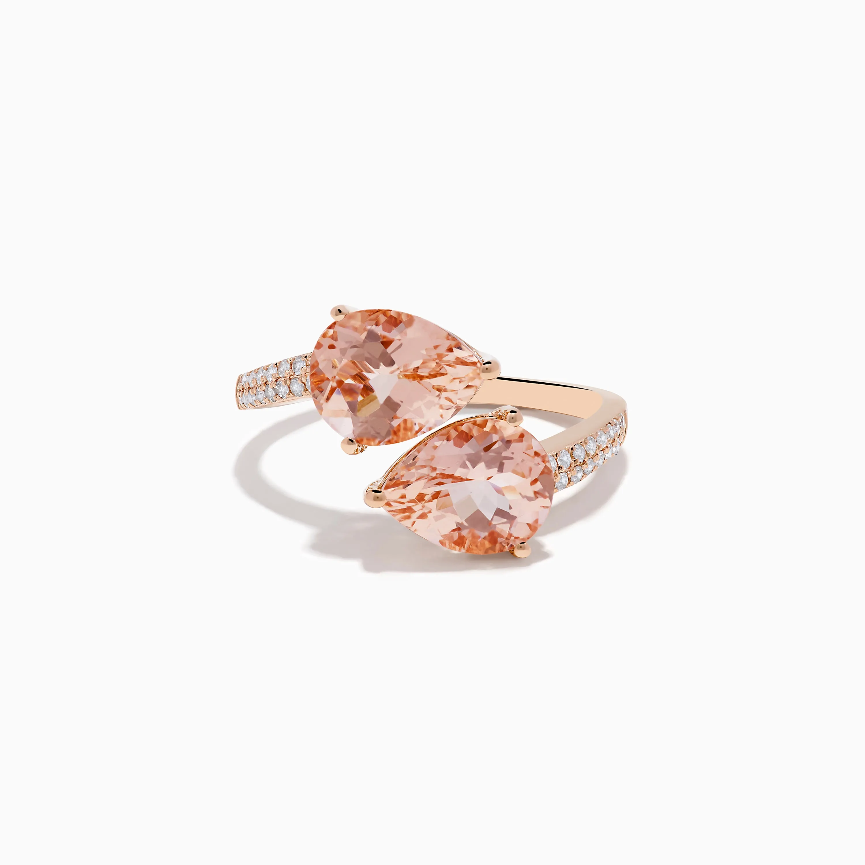 Blush 14K Rose Gold Morganite and Diamond Bypass Ring sold by Effy