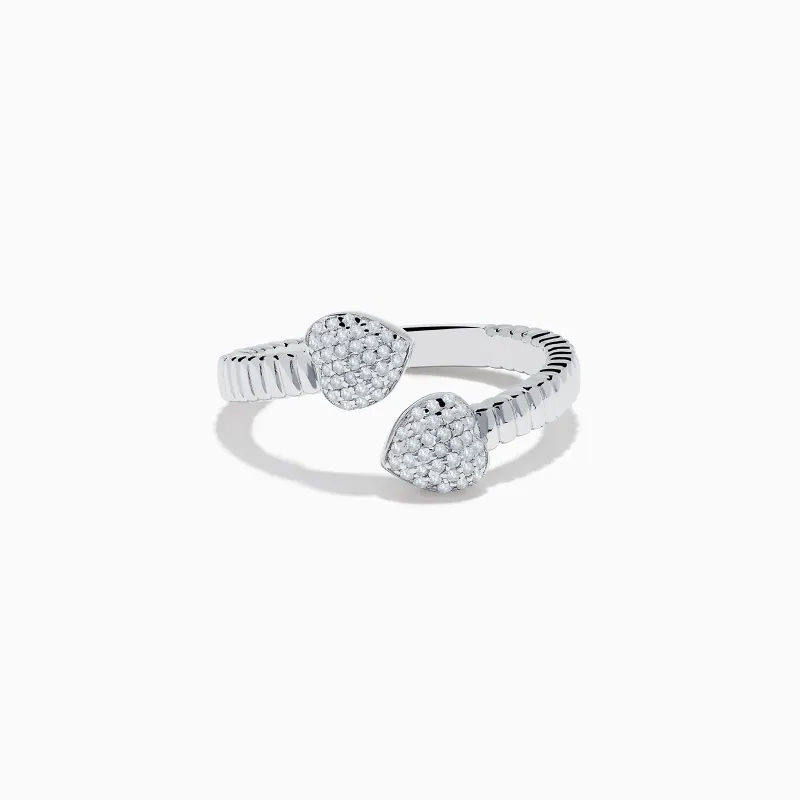 925 Sterling Silver Diamond Bypass Heart Ring sold by Effy