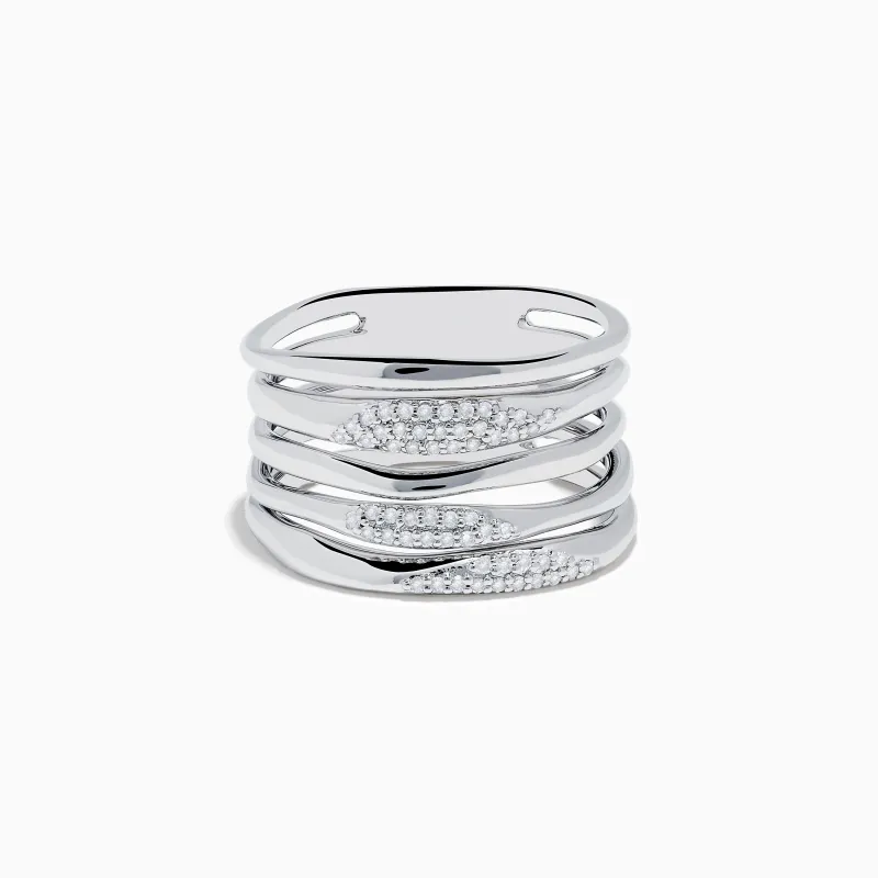 925 Sterling Silver Diamond Stacked Ring sold by Effy