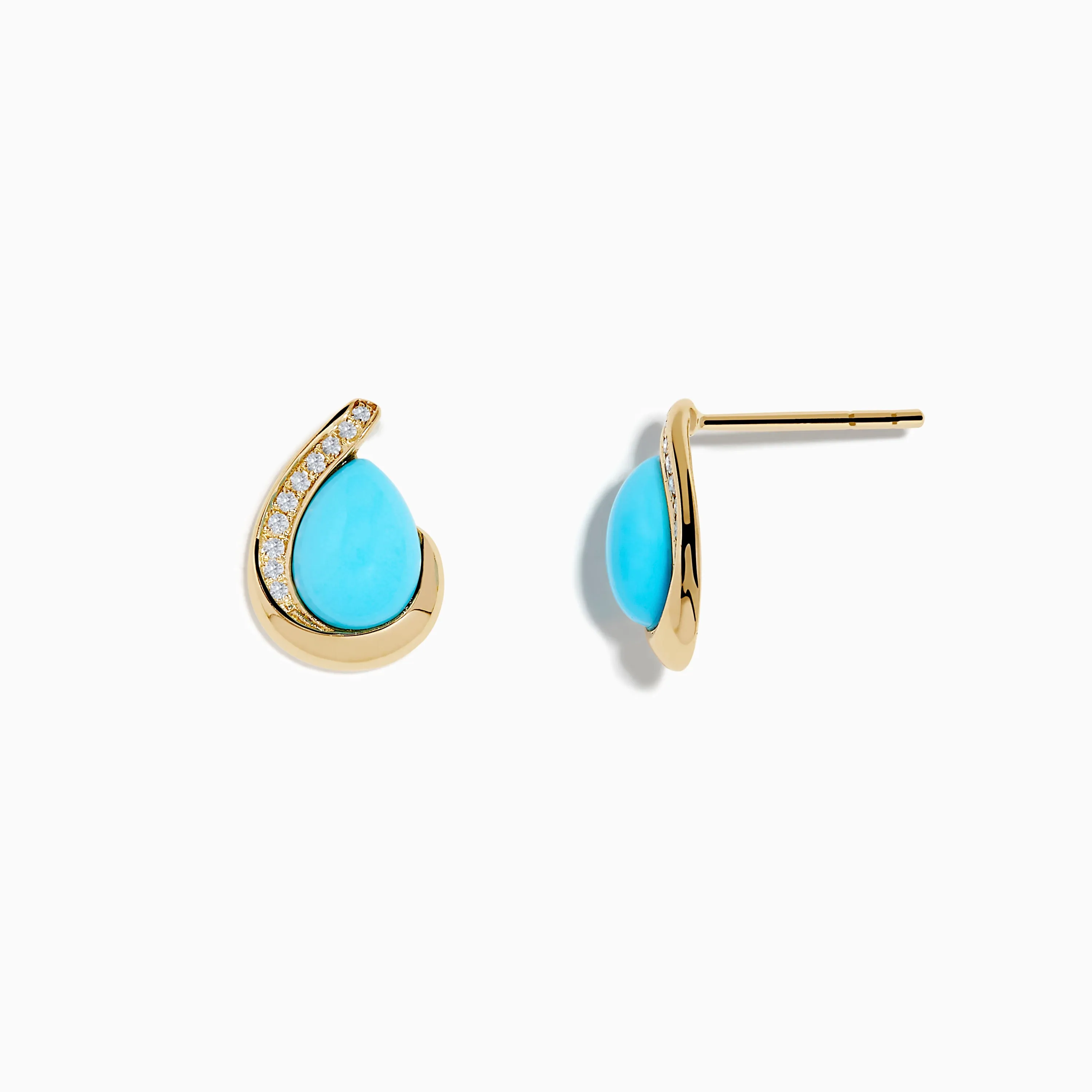 14K Yellow Gold Turquoise and Diamond Earrings sold by Effy product image thumbnail 2