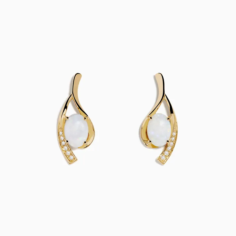 Aurora 14K Yellow Gold Opal and Diamond Earrings sold by Effy