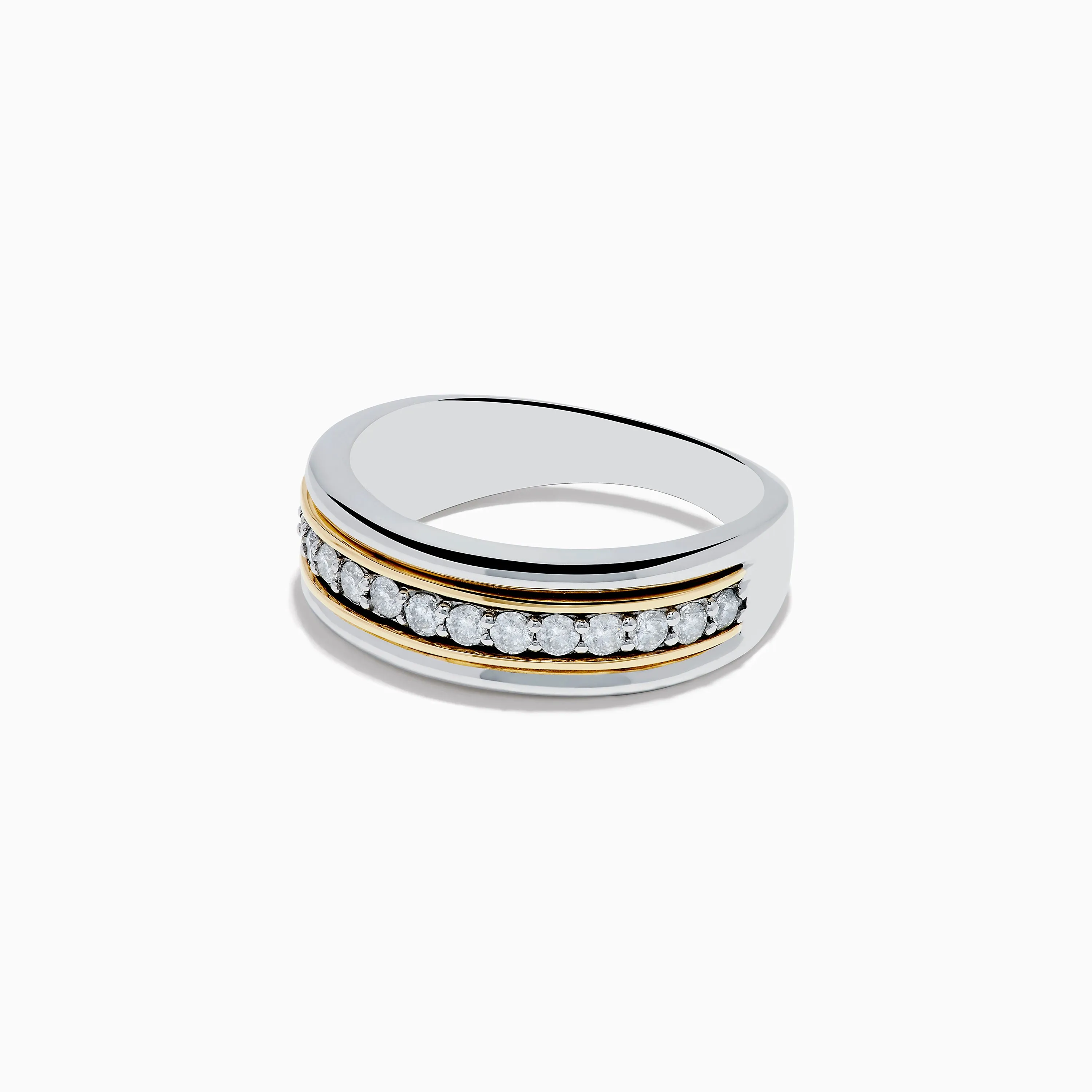 Men's 925 Sterling Silver & 18K Yellow Gold Diamond Band Ring sold by Effy product image thumbnail 2
