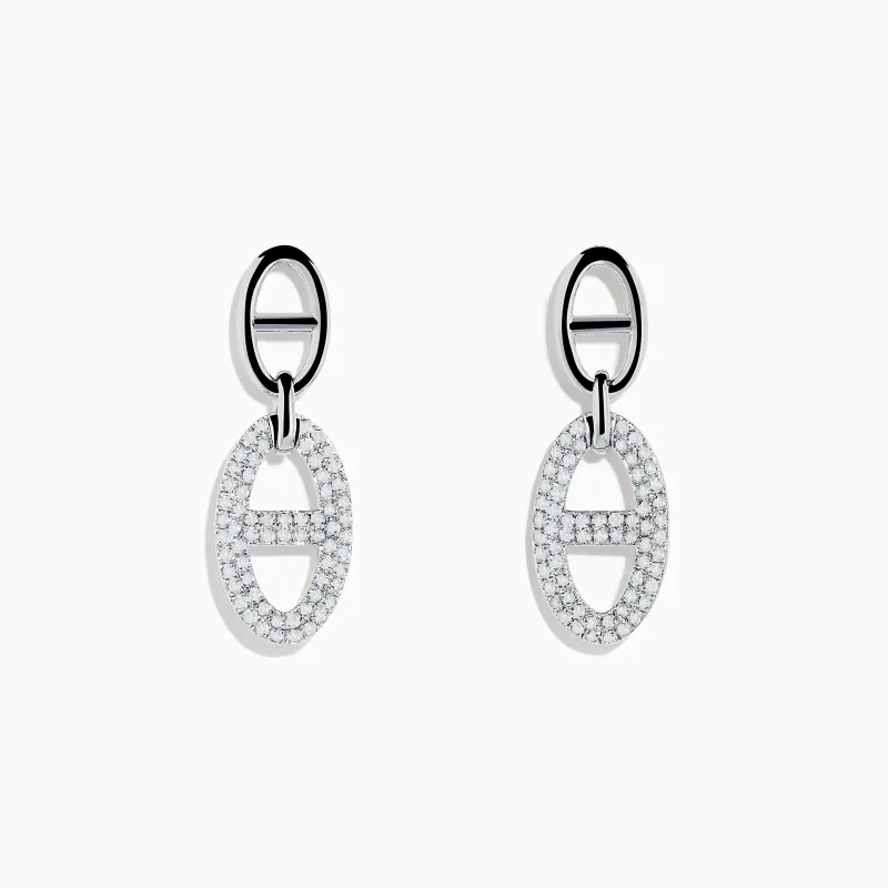 925 Sterling Silver Diamond Interlocking Link Earrings sold by Effy