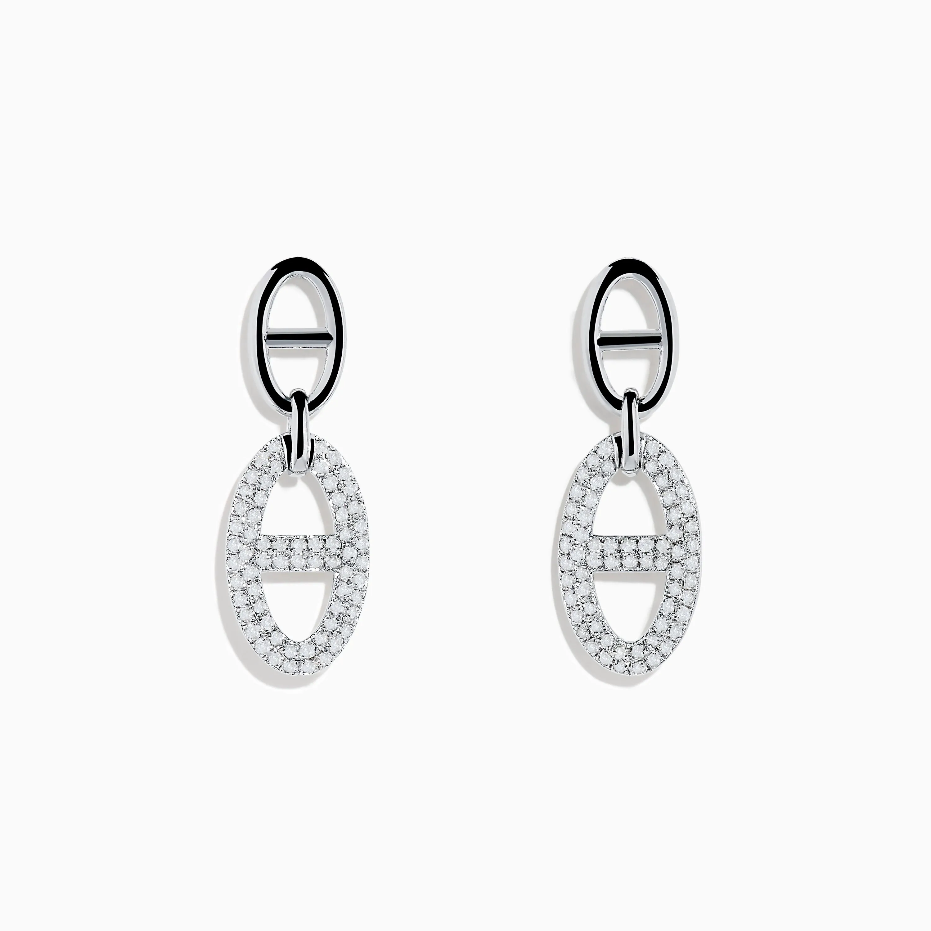 925 Sterling Silver Diamond Interlocking Link Earrings sold by Effy