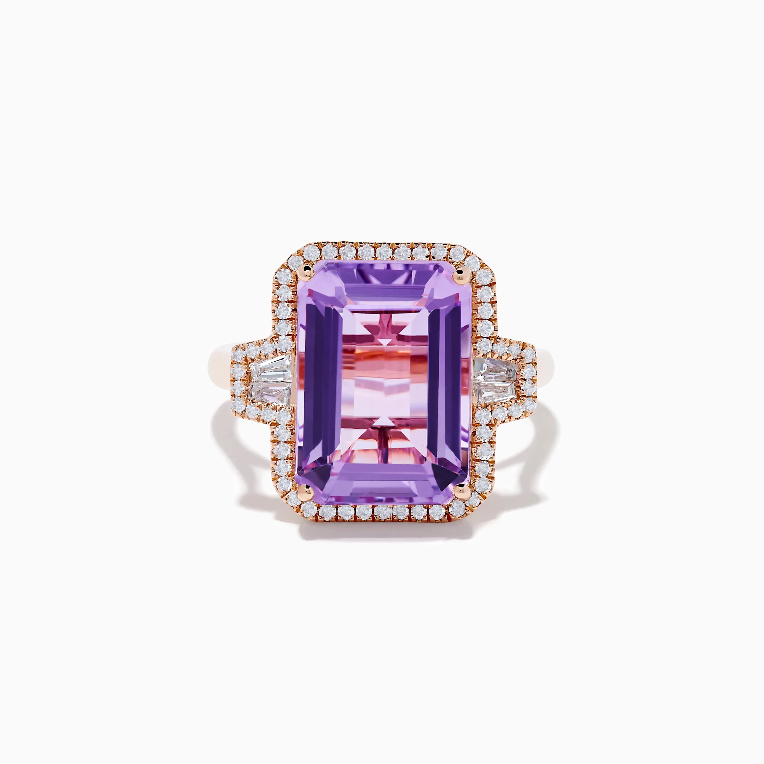 14K Rose Gold Pink Amethyst and Diamond Cocktail Ring sold by Effy